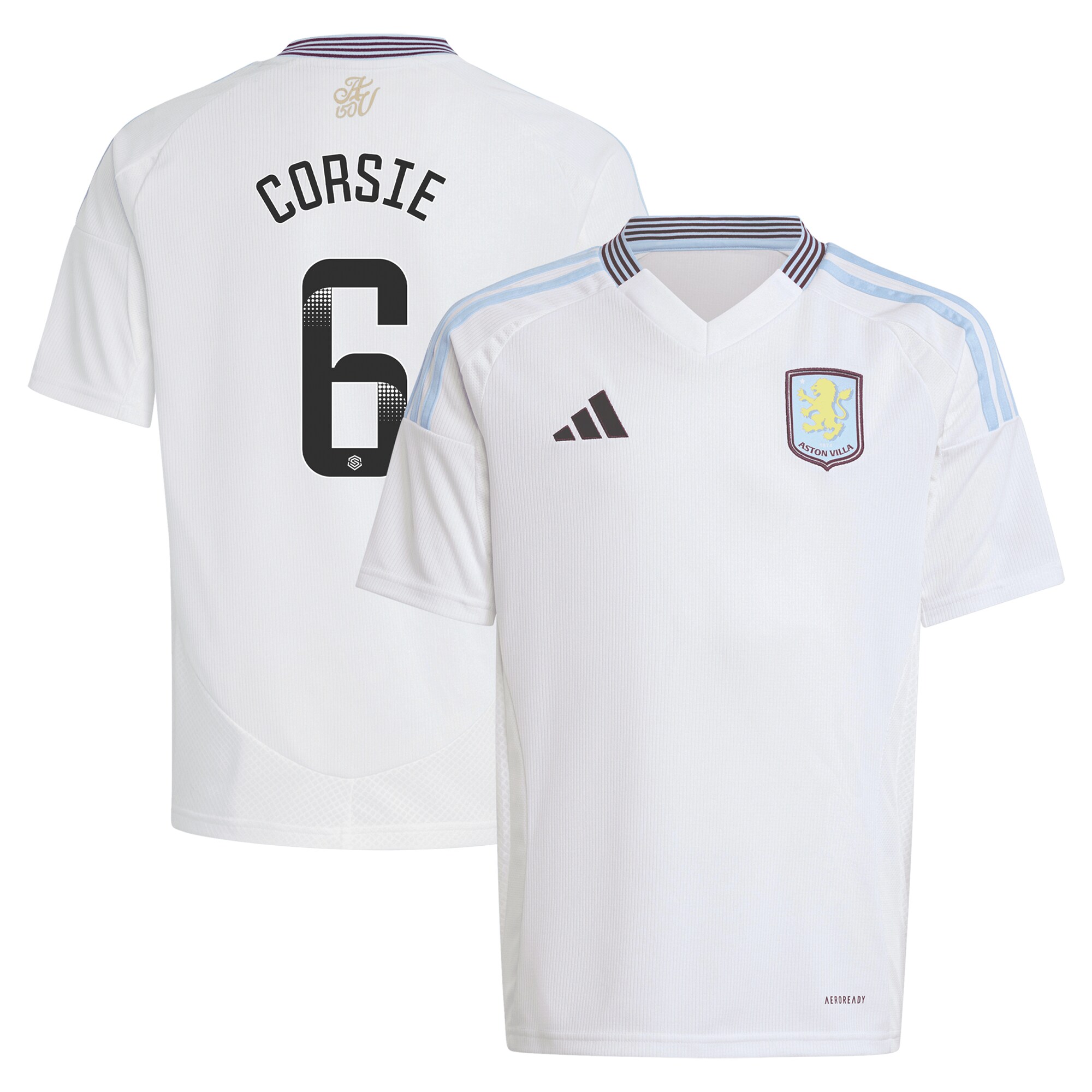 AVFC aston villa wsl adidas away shirt 2024-25 – kids with corsie 6 printing Collection | Official Aston Villa Kits and Apparel