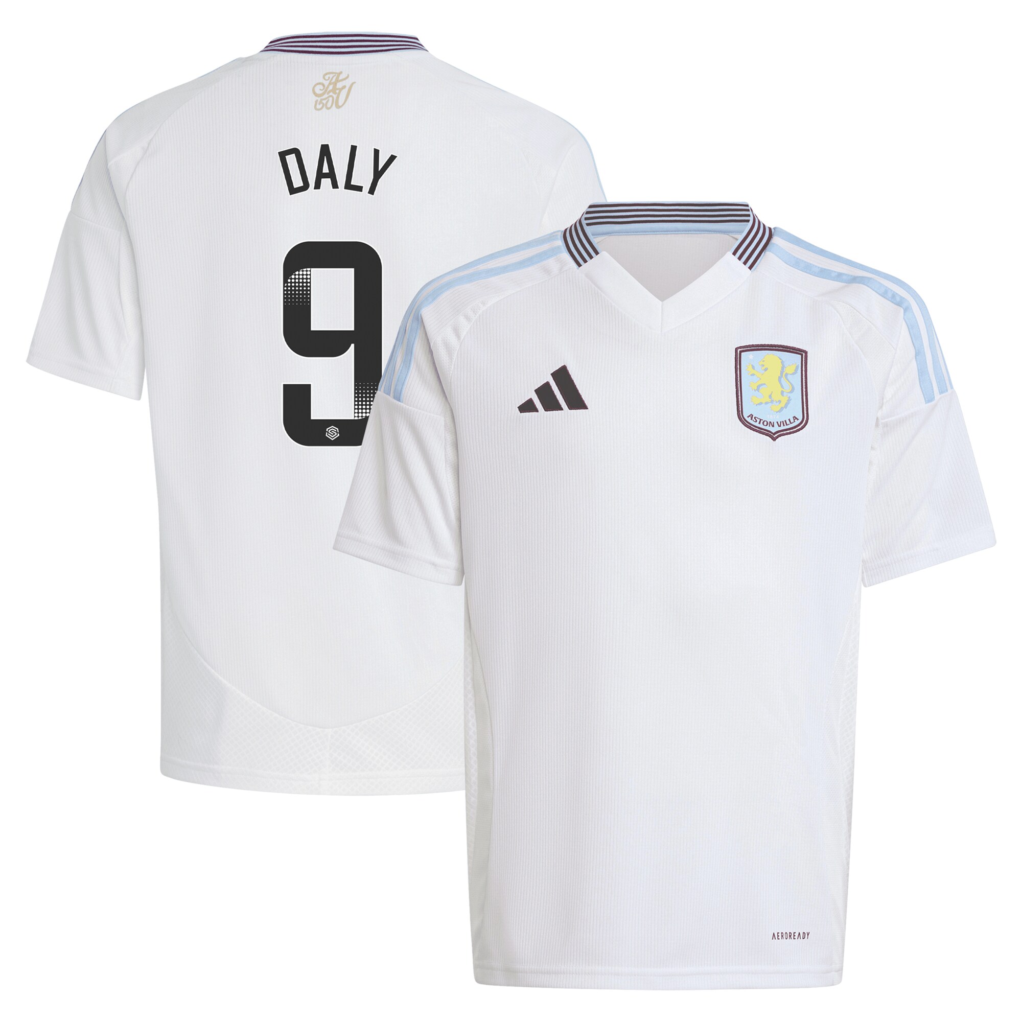 AVFC aston villa wsl adidas away shirt 2024-25 – kids with daly 9 printing Collection | Official Aston Villa Kits and Apparel
