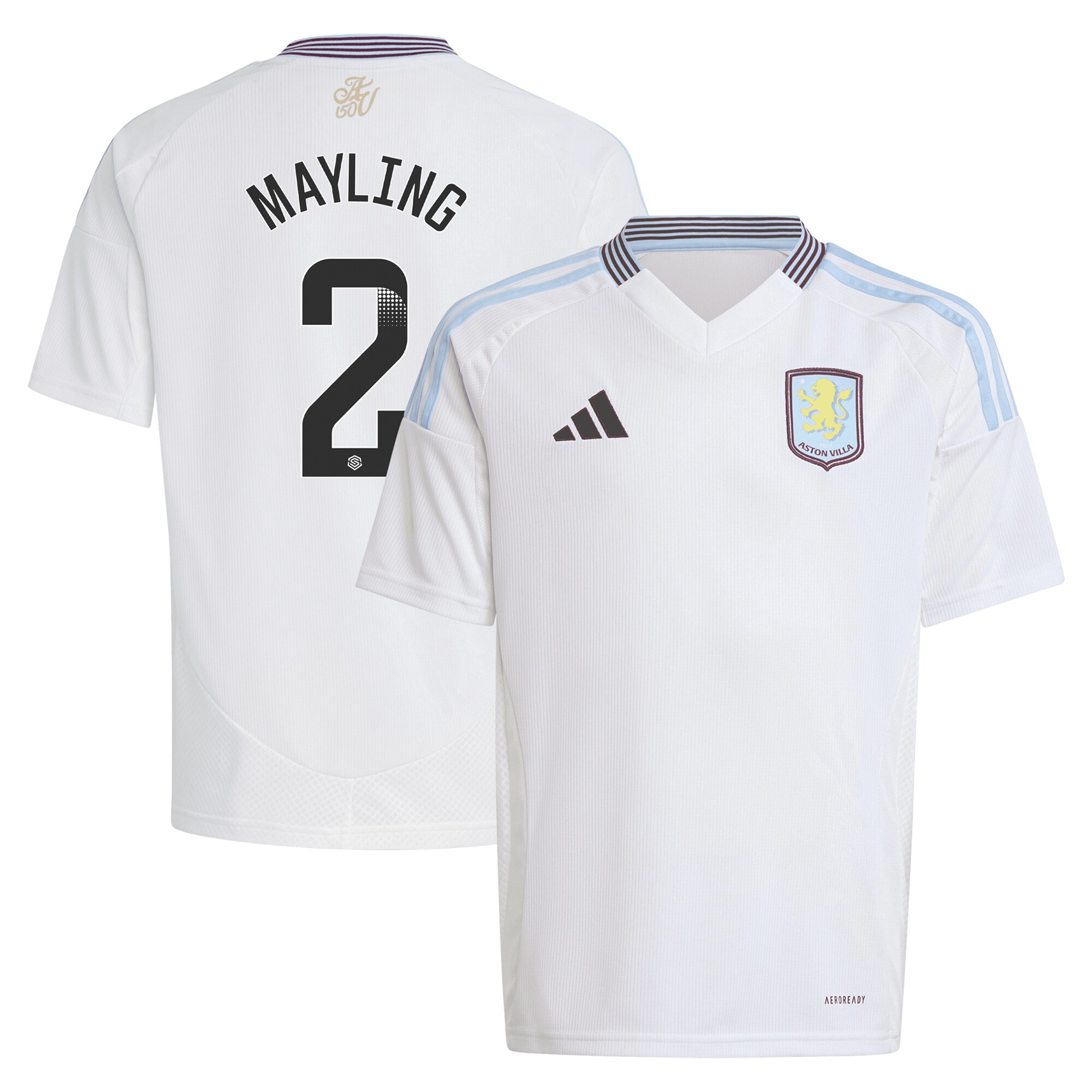 AVFC aston villa wsl adidas away shirt 2024-25 – kids with mayling 2 printing Collection | Official Aston Villa Kits and Apparel