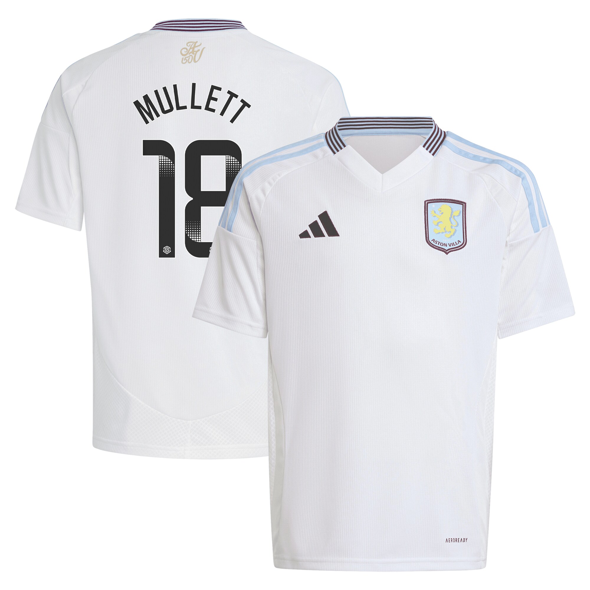 AVFC aston villa wsl adidas away shirt 2024-25 – kids with mullett 18 printing Collection | Official Aston Villa Kits and Apparel