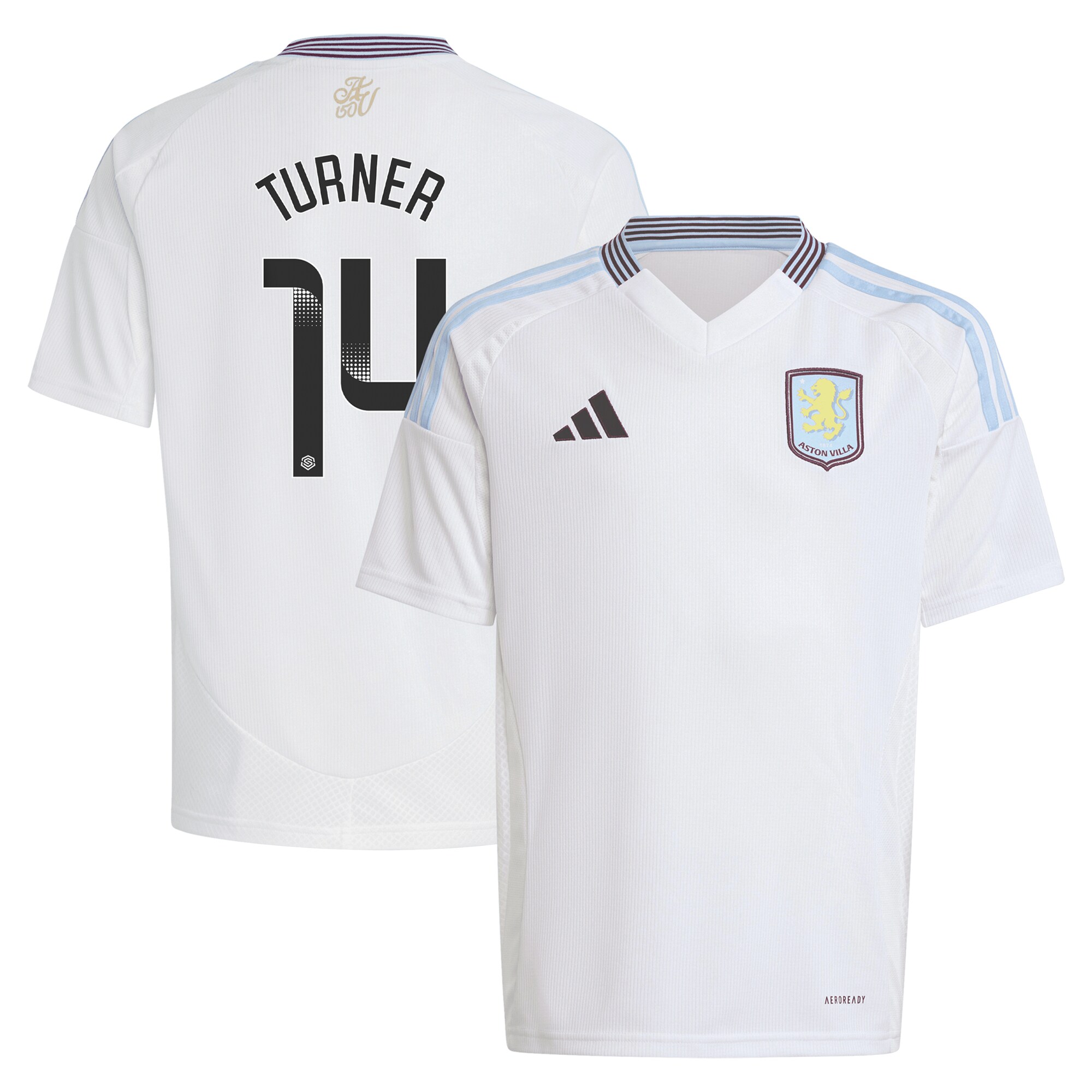 AVFC aston villa wsl adidas away shirt 2024-25 – kids with turner 14 printing Collection | Official Aston Villa Kits and Apparel