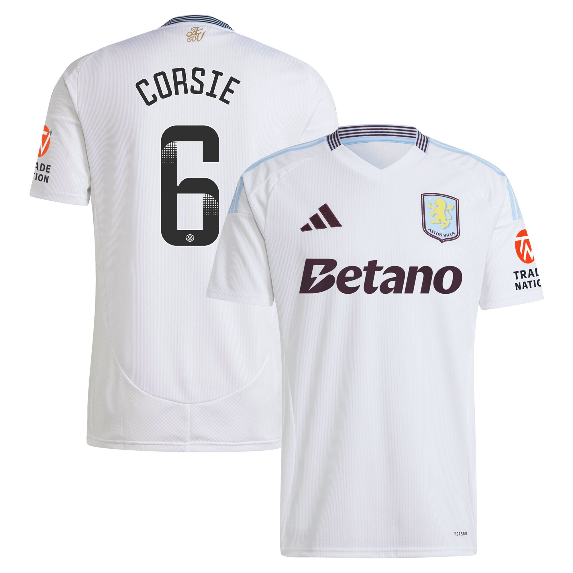 AVFC aston villa wsl adidas away shirt 2024-25 with corsie 6 printing Collection | Official Aston Villa Kits and Apparel