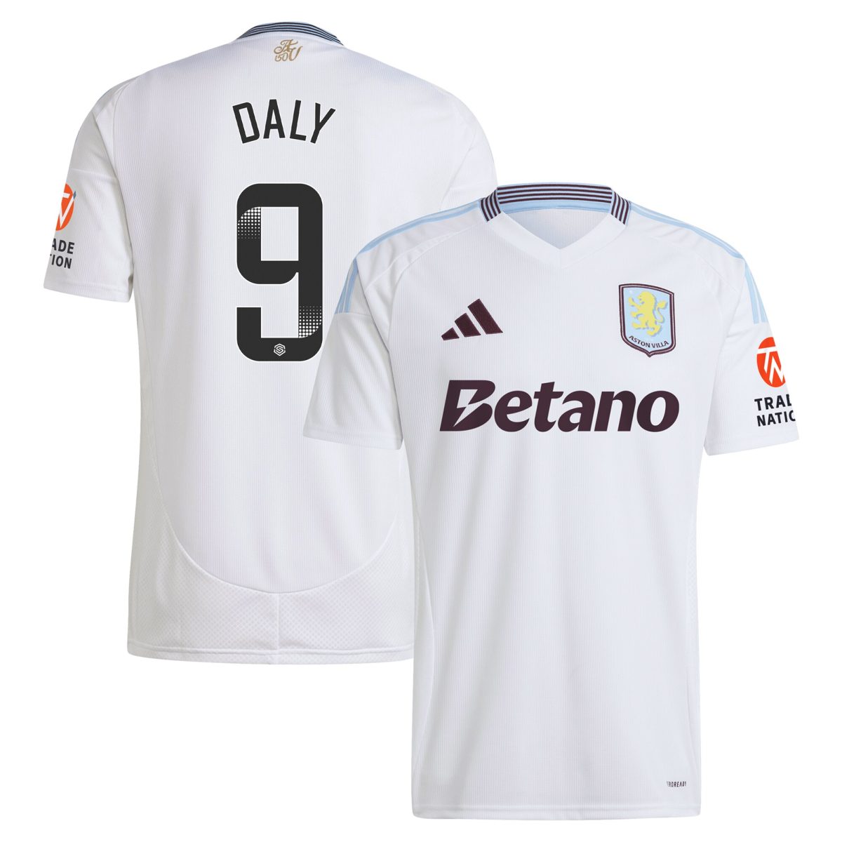 AVFC aston villa wsl adidas away shirt 2024-25 with daly 9 printing Collection | Official Aston Villa Kits and Apparel