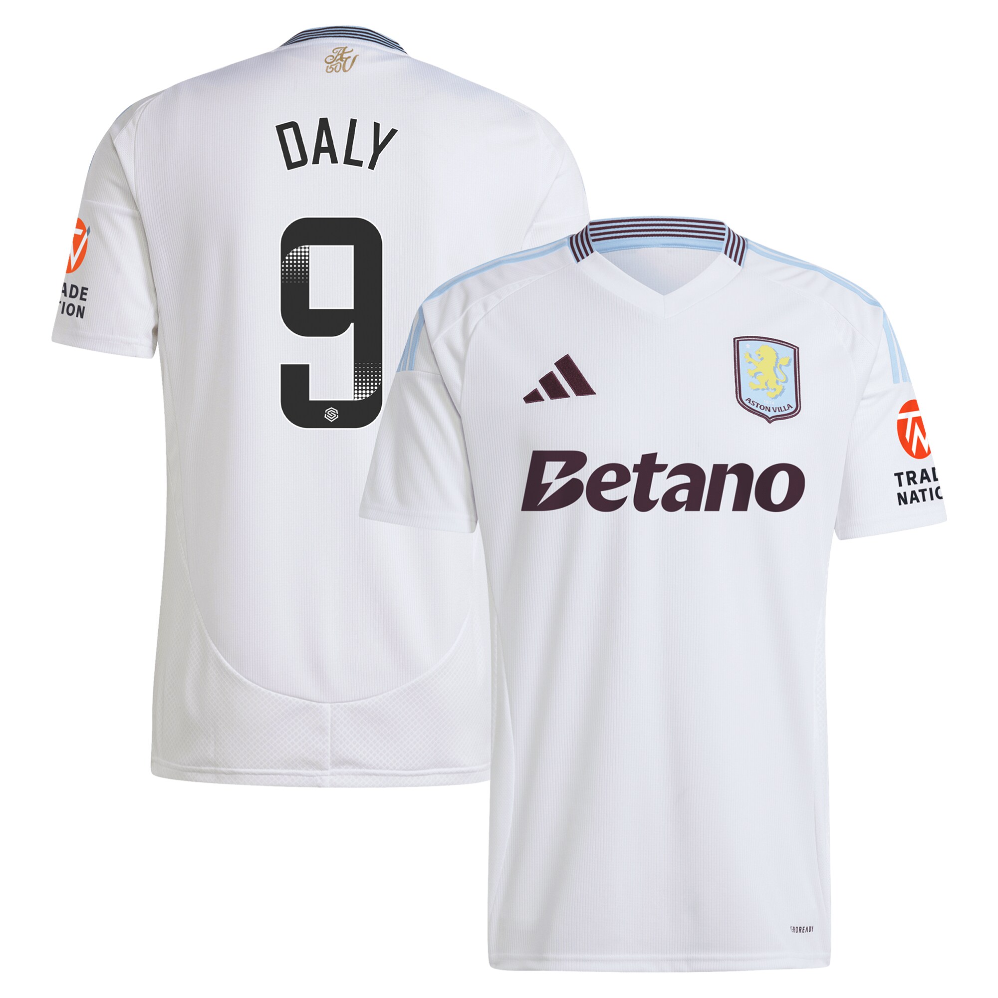 AVFC aston villa wsl adidas away shirt 2024-25 with daly 9 printing Collection | Official Aston Villa Kits and Apparel