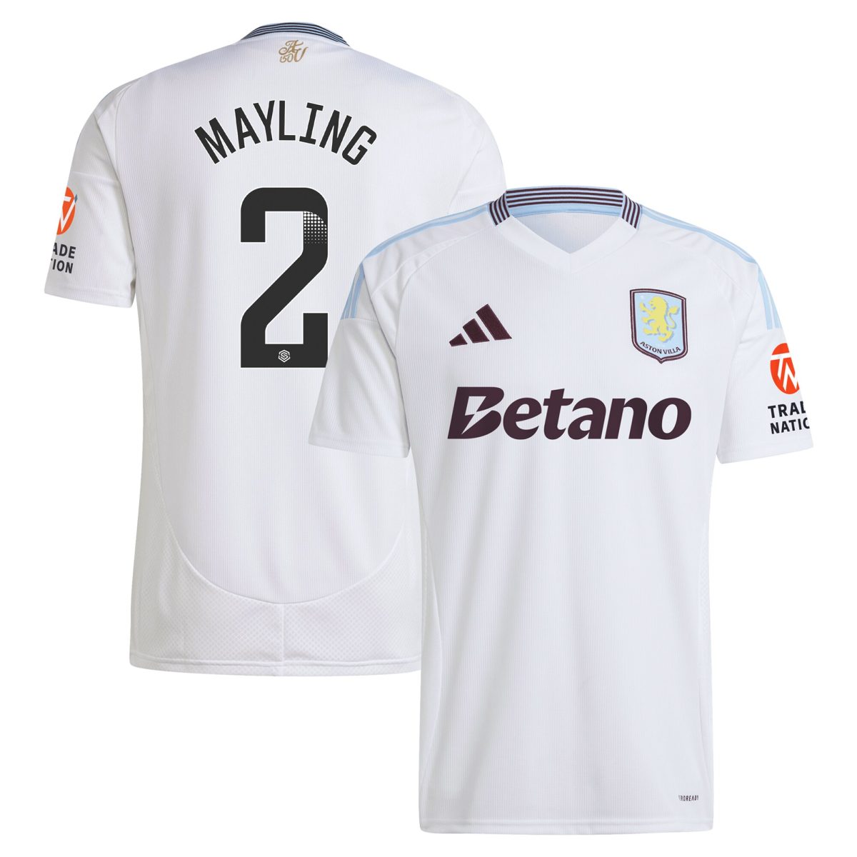AVFC aston villa wsl adidas away shirt 2024-25 with mayling 2 printing Collection | Official Aston Villa Kits and Apparel