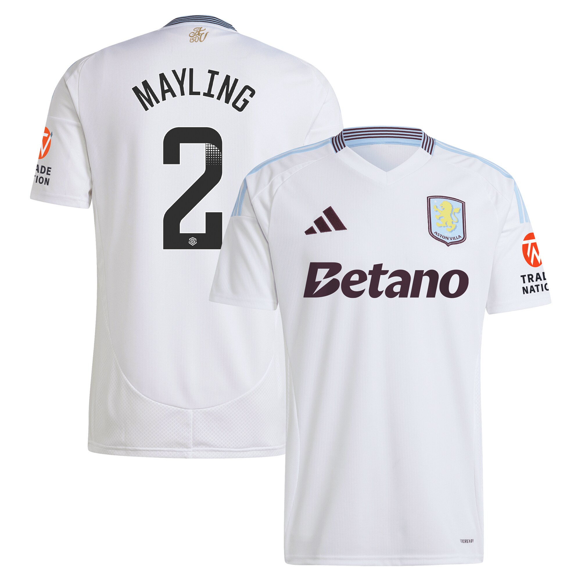 AVFC aston villa wsl adidas away shirt 2024-25 with mayling 2 printing Collection | Official Aston Villa Kits and Apparel