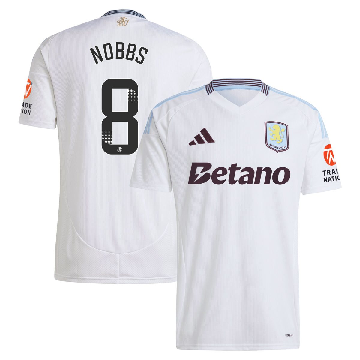 AVFC aston villa wsl adidas away shirt 2024-25 with nobbs 8 printing Collection | Official Aston Villa Kits and Apparel