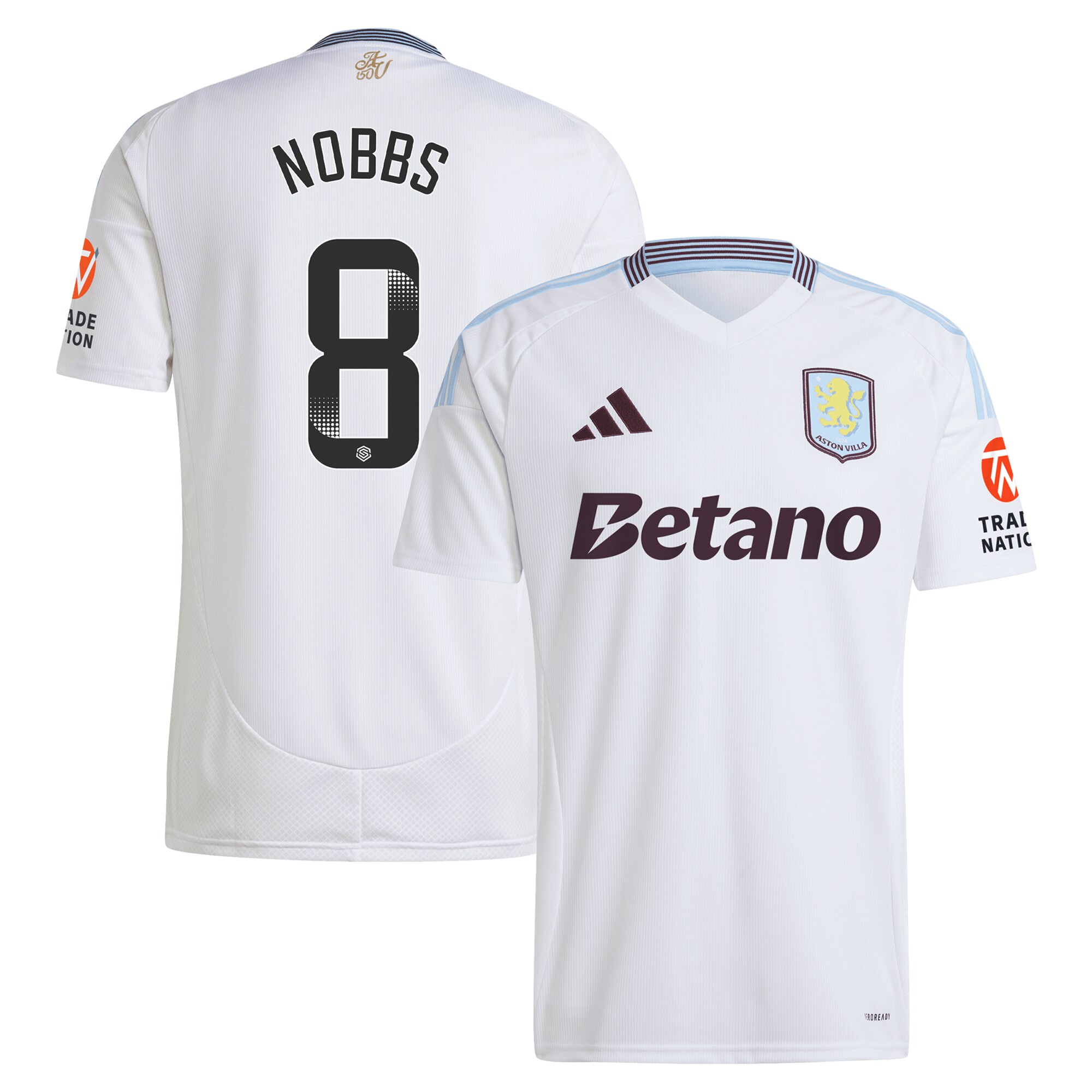 AVFC aston villa wsl adidas away shirt 2024-25 with nobbs 8 printing Collection | Official Aston Villa Kits and Apparel