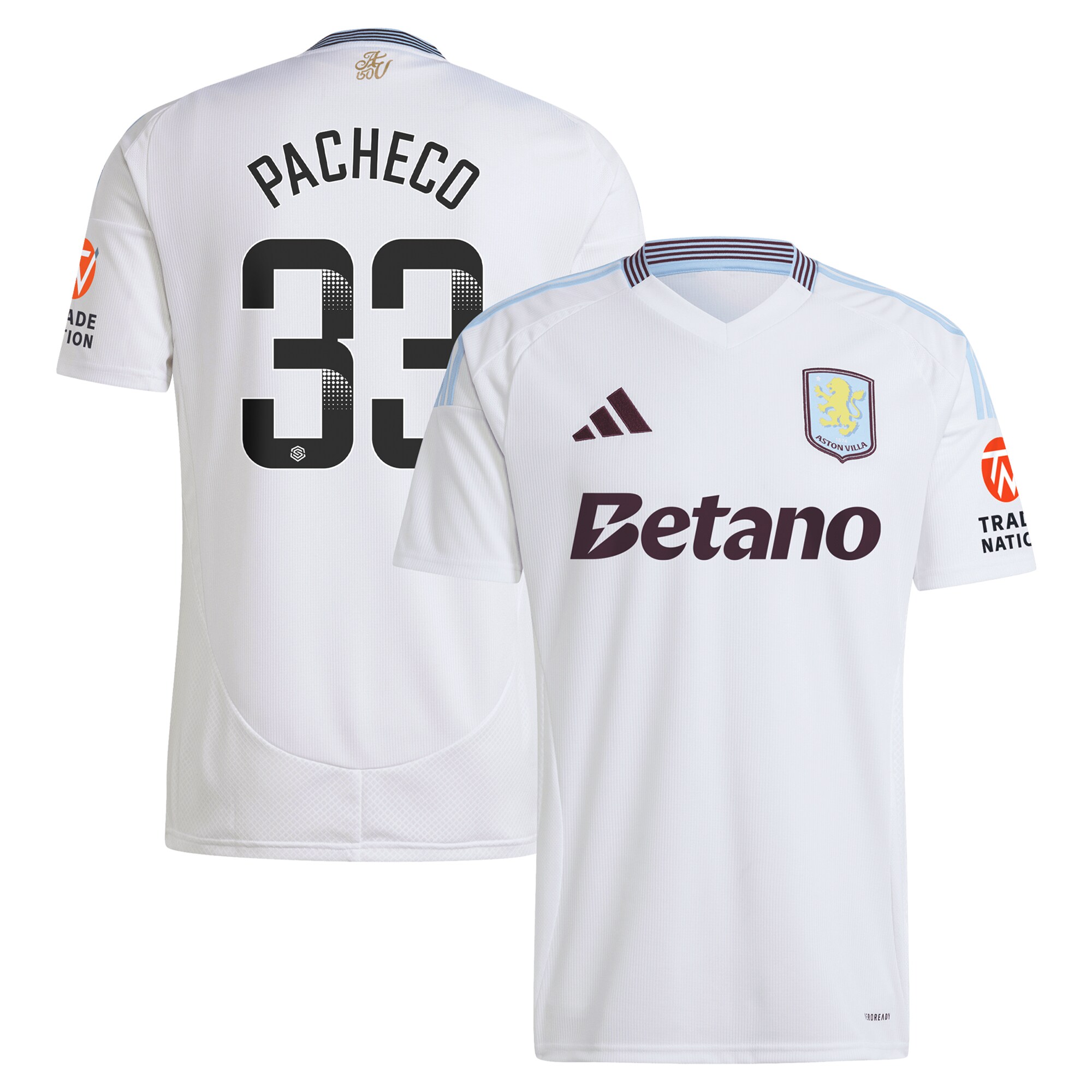AVFC aston villa wsl adidas away shirt 2024-25 with pacheco 33 printing Collection | Official Aston Villa Kits and Apparel