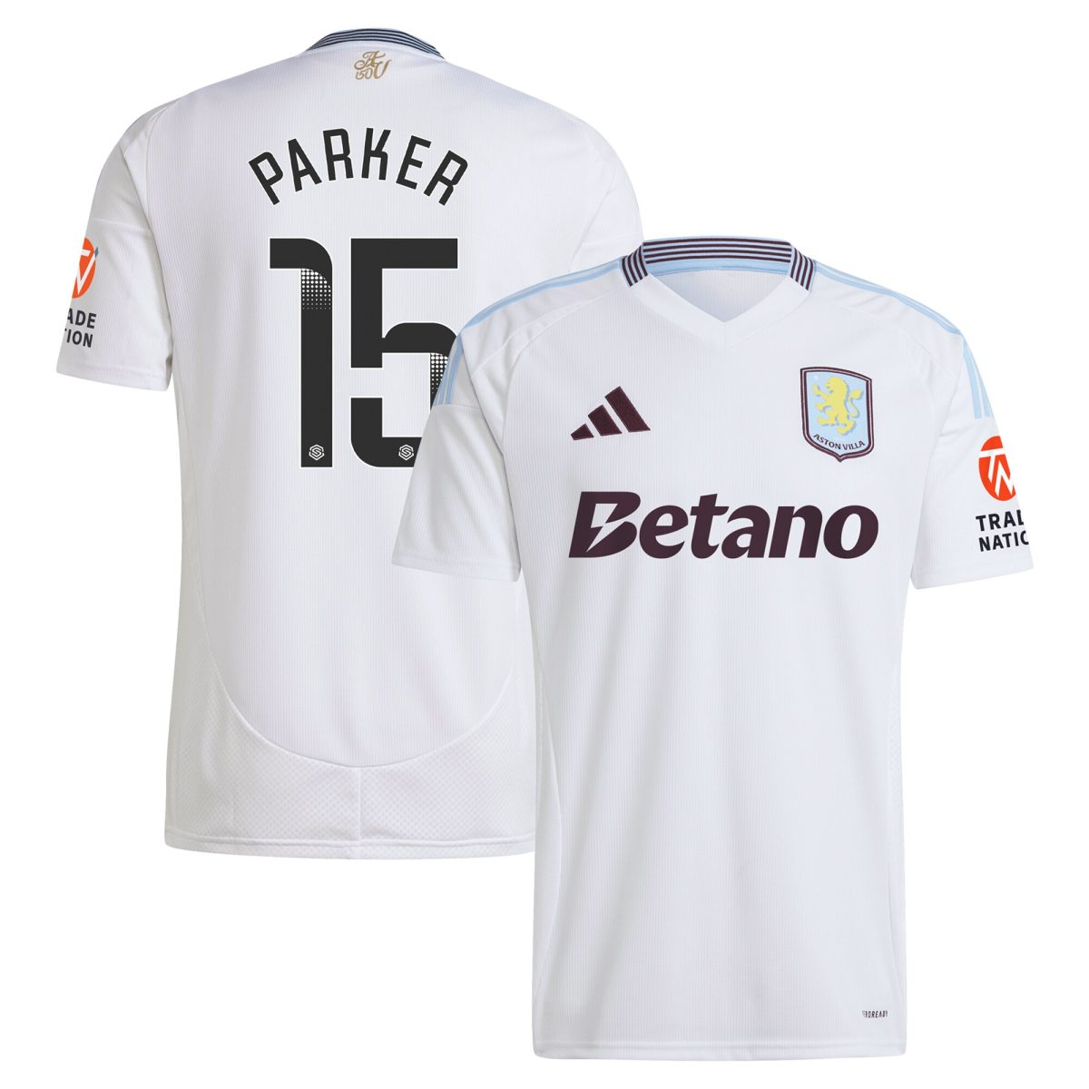 AVFC aston villa wsl adidas away shirt 2024-25 with parker 15 printing Collection | Official Aston Villa Kits and Apparel