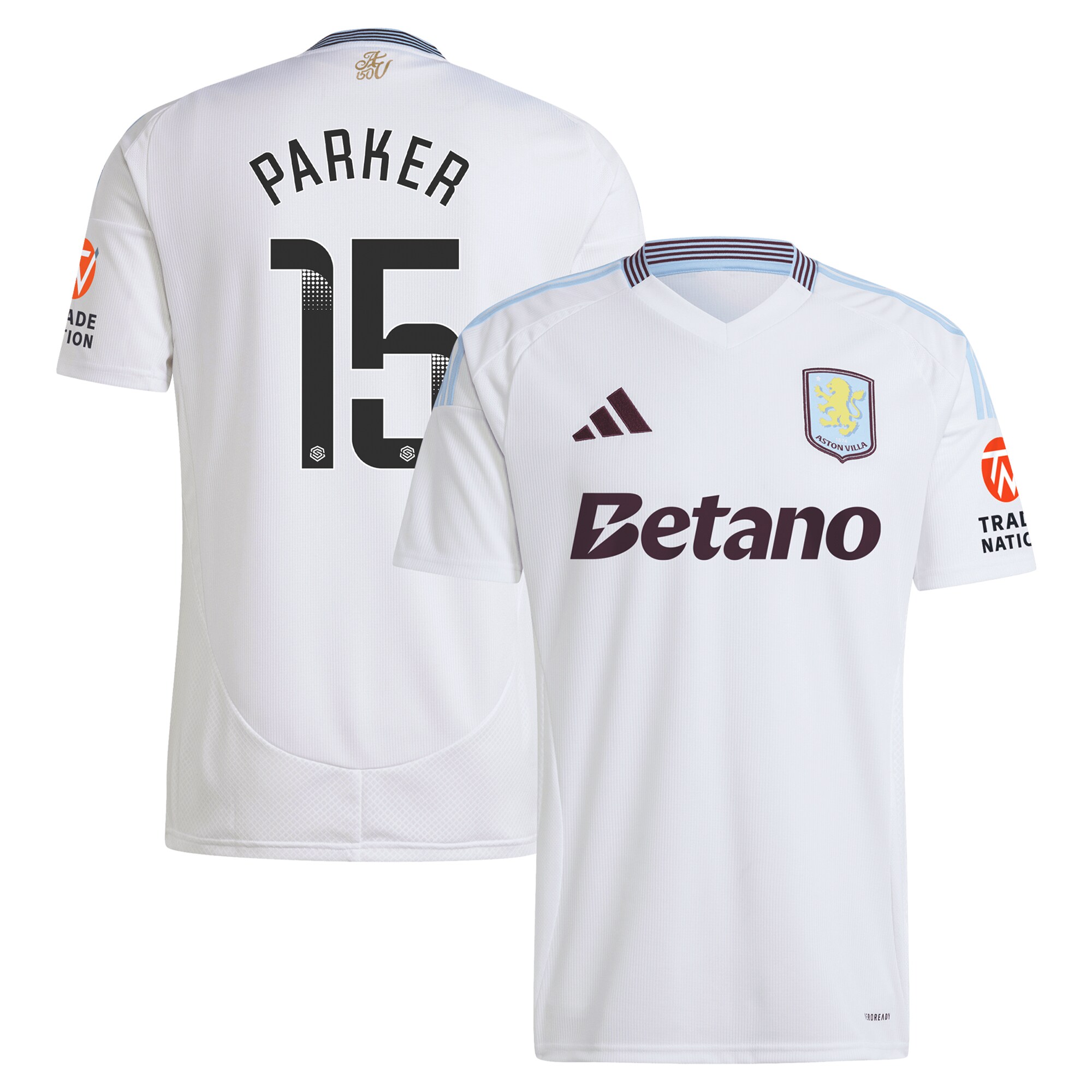 AVFC aston villa wsl adidas away shirt 2024-25 with parker 15 printing Collection | Official Aston Villa Kits and Apparel