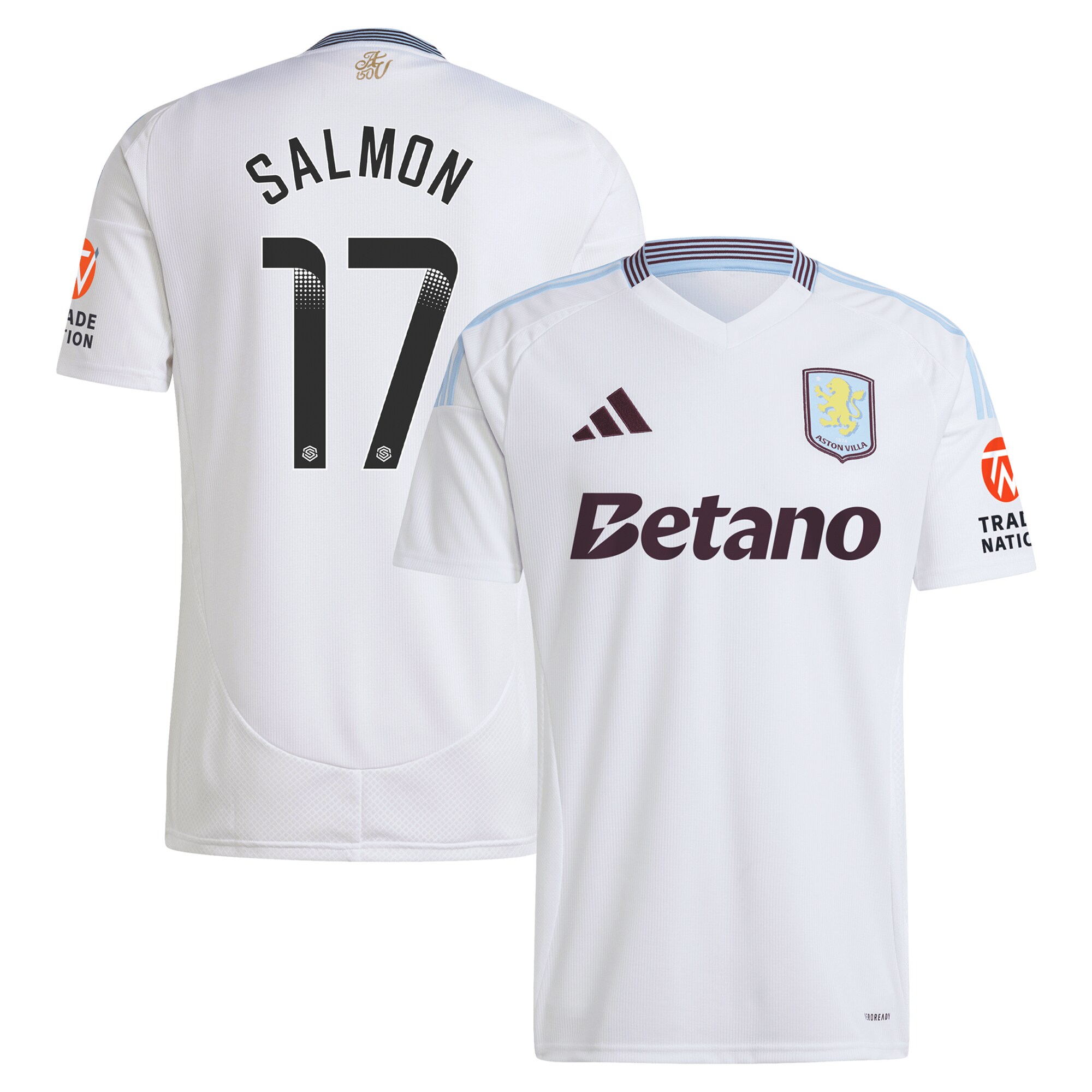 AVFC aston villa wsl adidas away shirt 2024-25 with salmon 17 printing Collection | Official Aston Villa Kits and Apparel