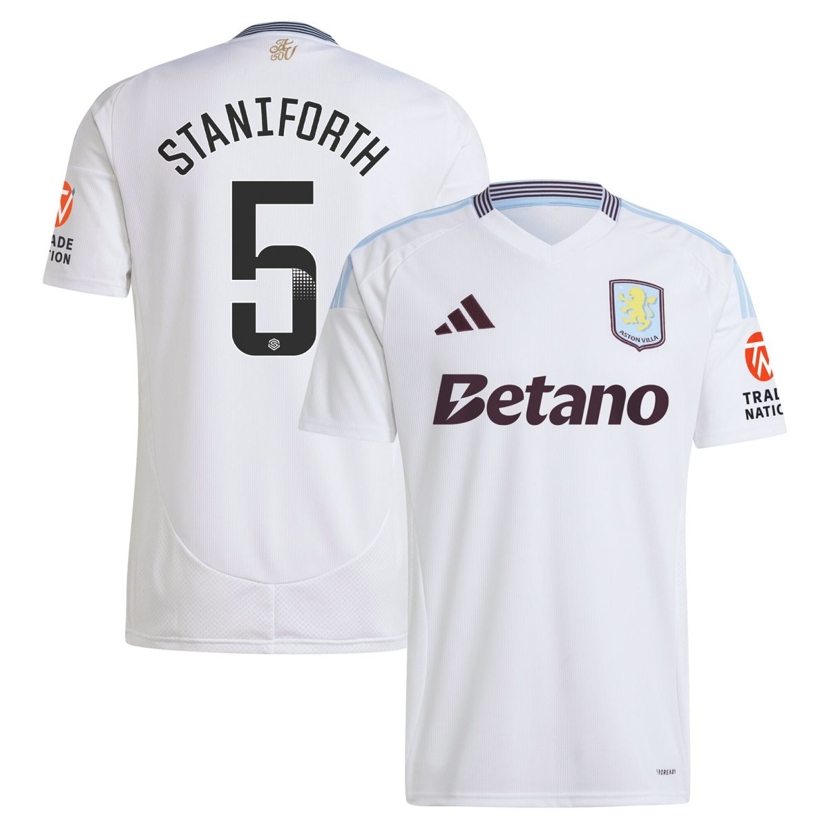 AVFC aston villa wsl adidas away shirt 2024-25 with staniforth 5 printing Collection | Official Aston Villa Kits and Apparel
