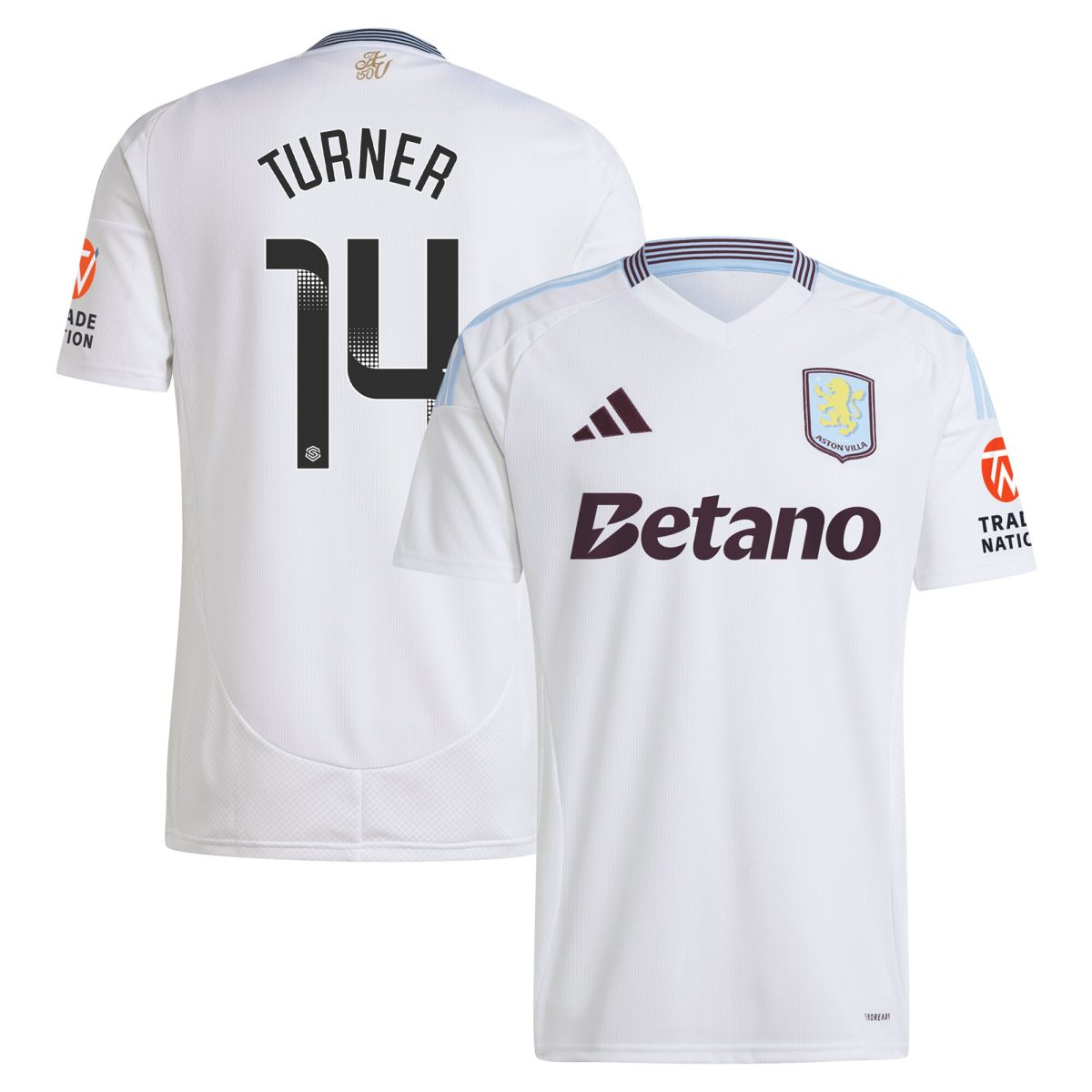 AVFC aston villa wsl adidas away shirt 2024-25 with turner 14 printing Collection | Official Aston Villa Kits and Apparel