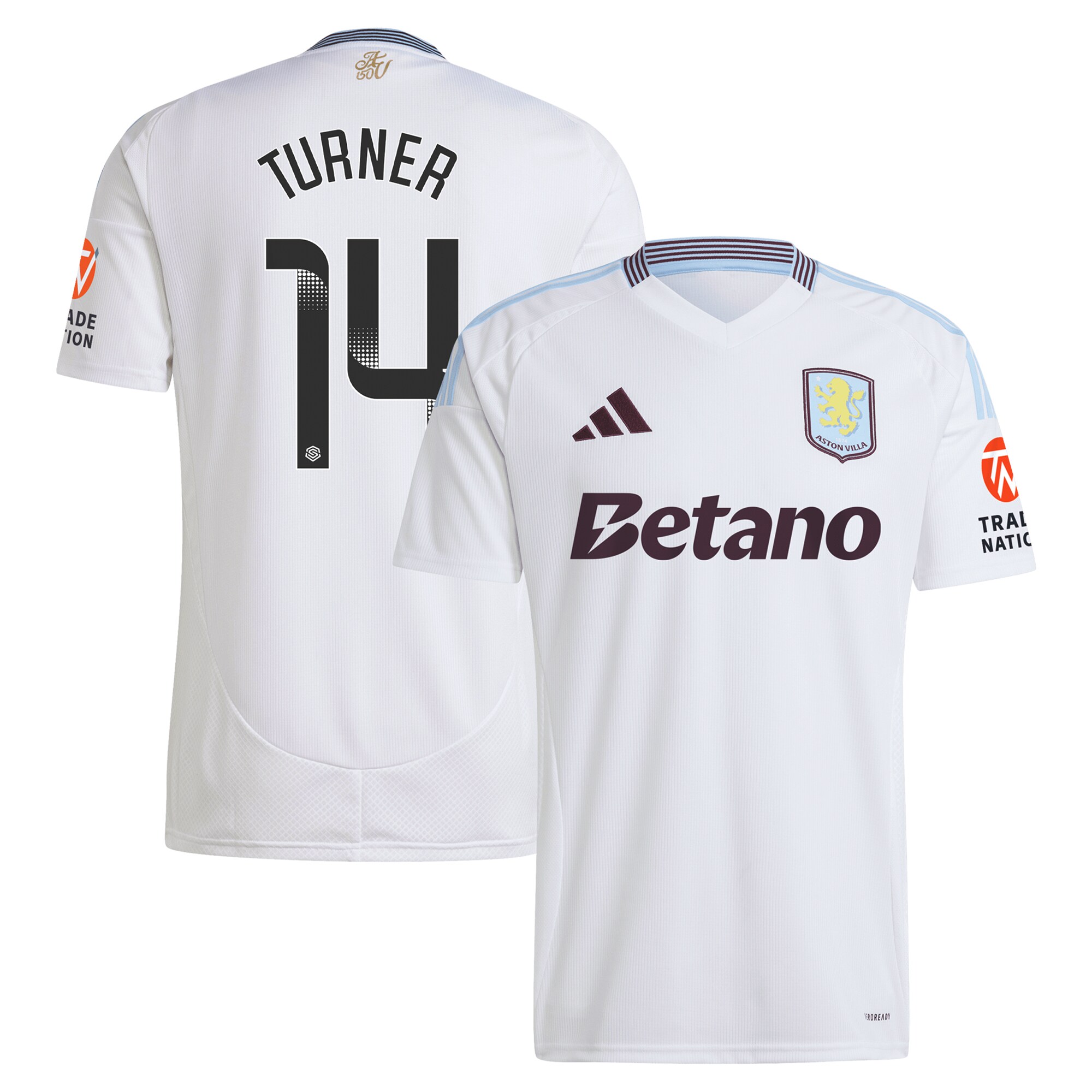 AVFC aston villa wsl adidas away shirt 2024-25 with turner 14 printing Collection | Official Aston Villa Kits and Apparel