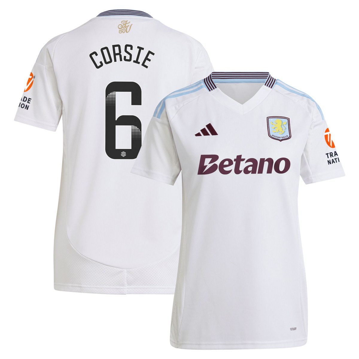 AVFC aston villa wsl adidas away shirt 2024-25 – womens with corsie 6 printing Collection | Official Aston Villa Kits and Apparel