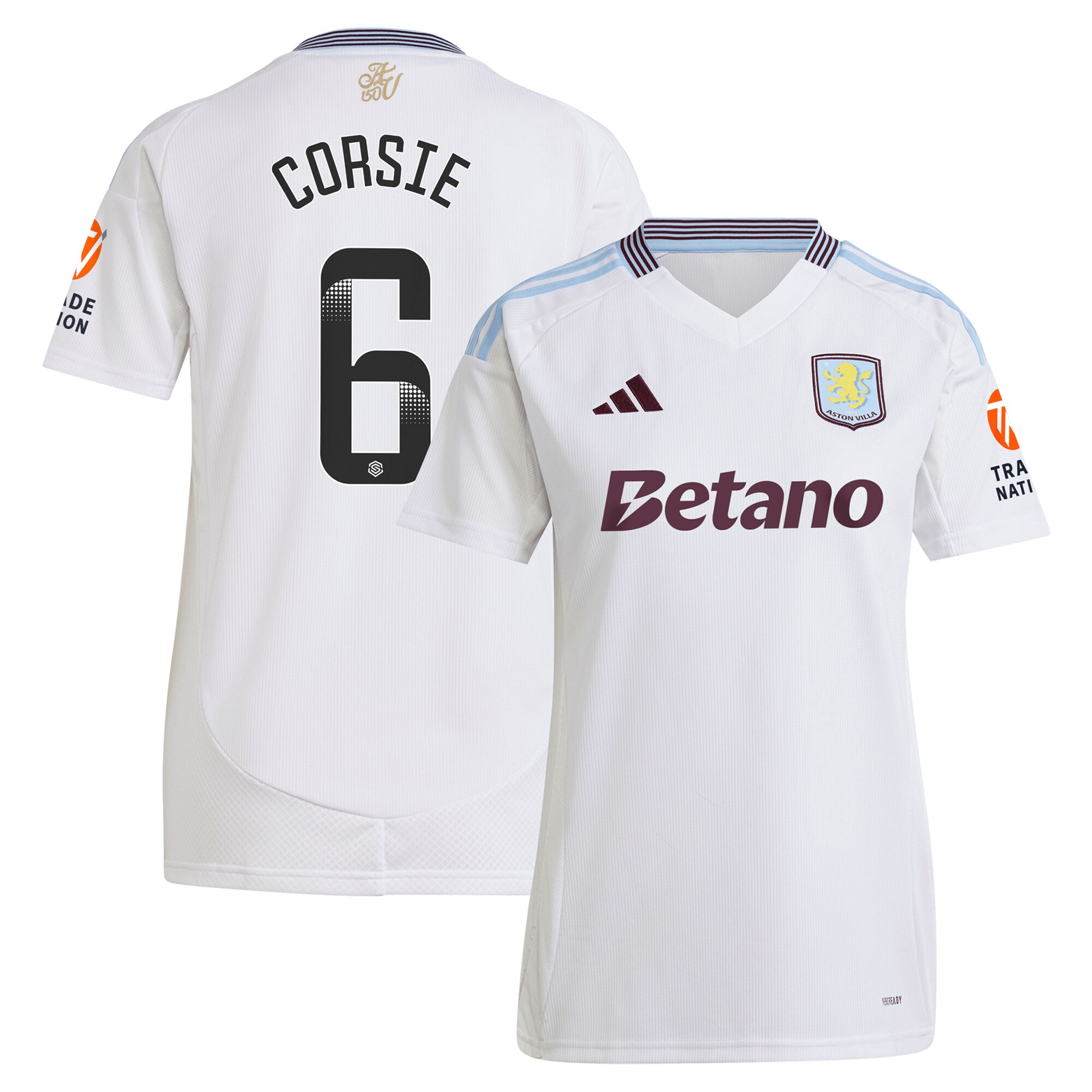 AVFC aston villa wsl adidas away shirt 2024-25 – womens with corsie 6 printing Collection | Official Aston Villa Kits and Apparel