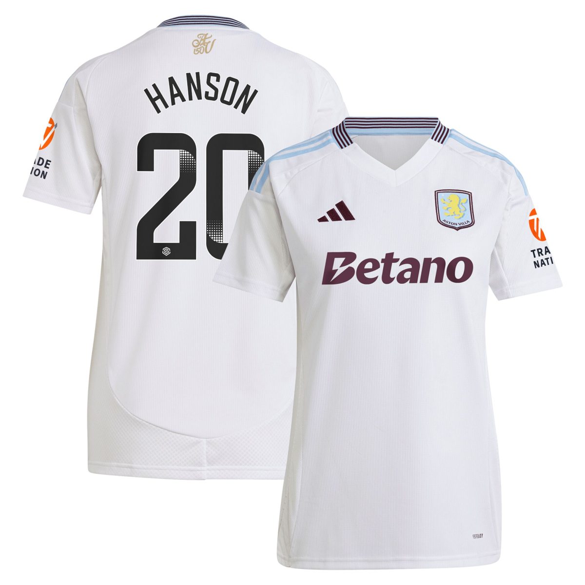 AVFC aston villa wsl adidas away shirt 2024-25 – womens with hanson 20 printing Collection | Official Aston Villa Kits and Apparel