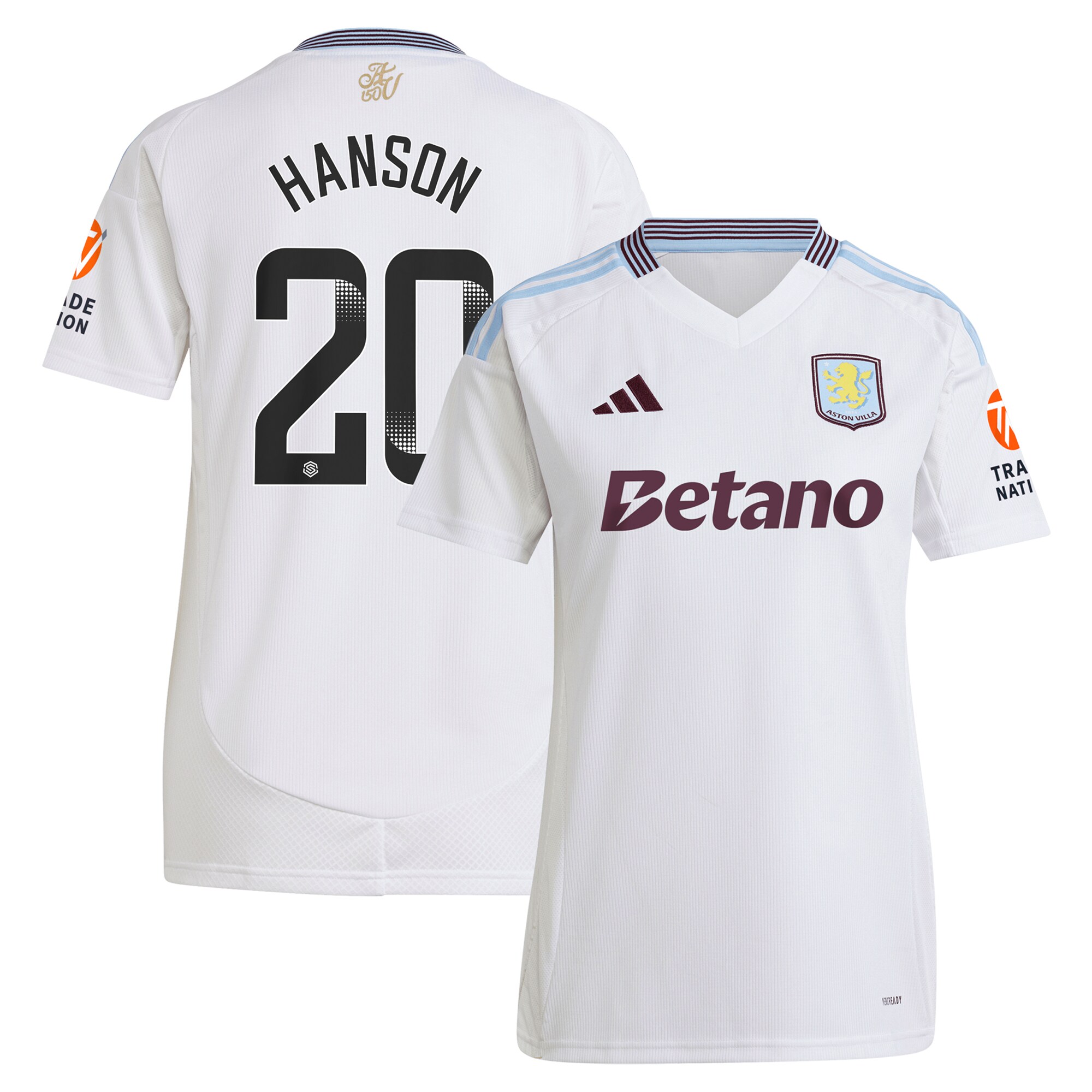 AVFC aston villa wsl adidas away shirt 2024-25 – womens with hanson 20 printing Collection | Official Aston Villa Kits and Apparel