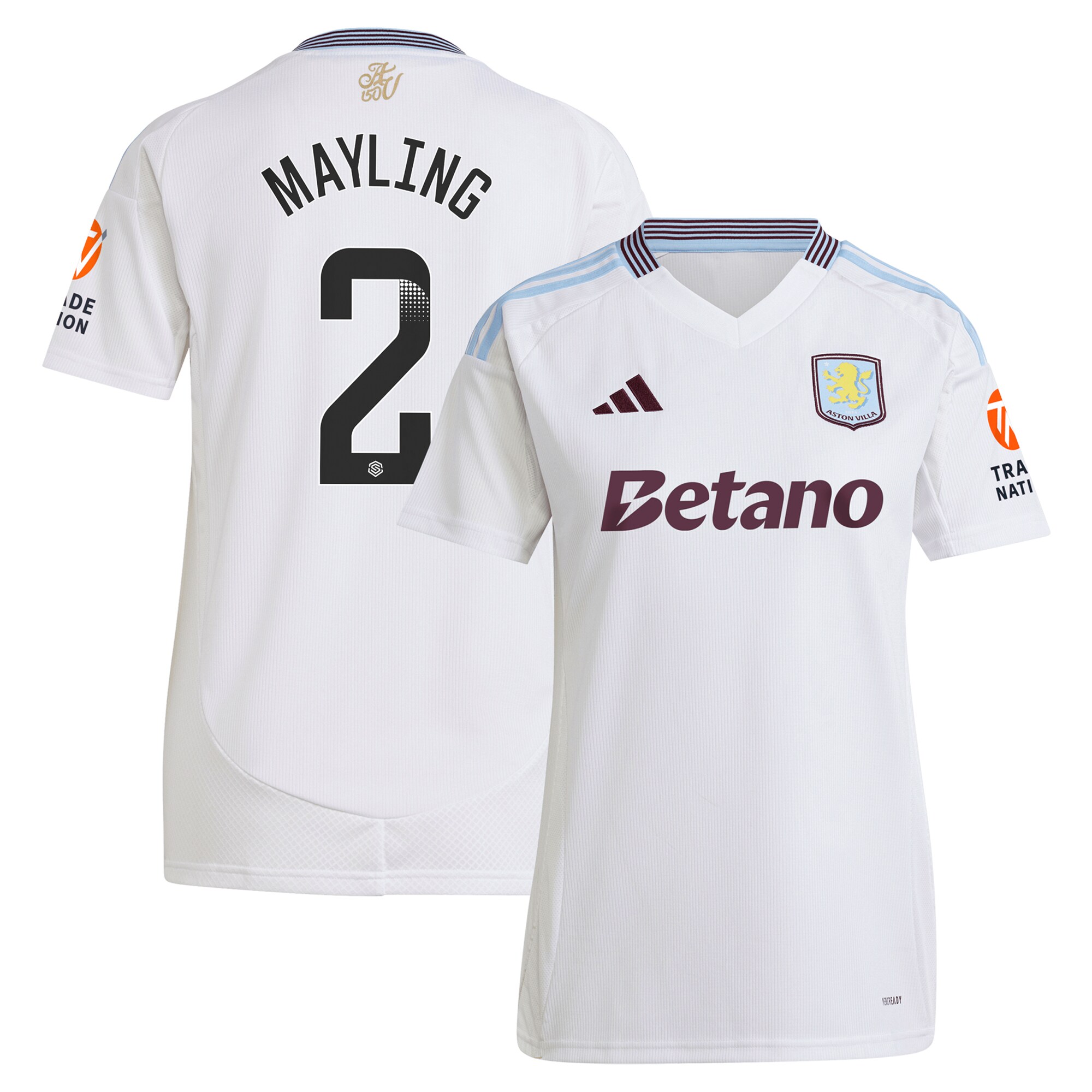 AVFC aston villa wsl adidas away shirt 2024-25 – womens with mayling 2 printing Collection | Official Aston Villa Kits and Apparel