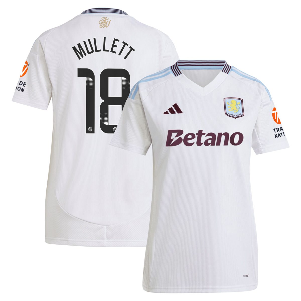 AVFC aston villa wsl adidas away shirt 2024-25 – womens with mullett 18 printing Collection | Official Aston Villa Kits and Apparel