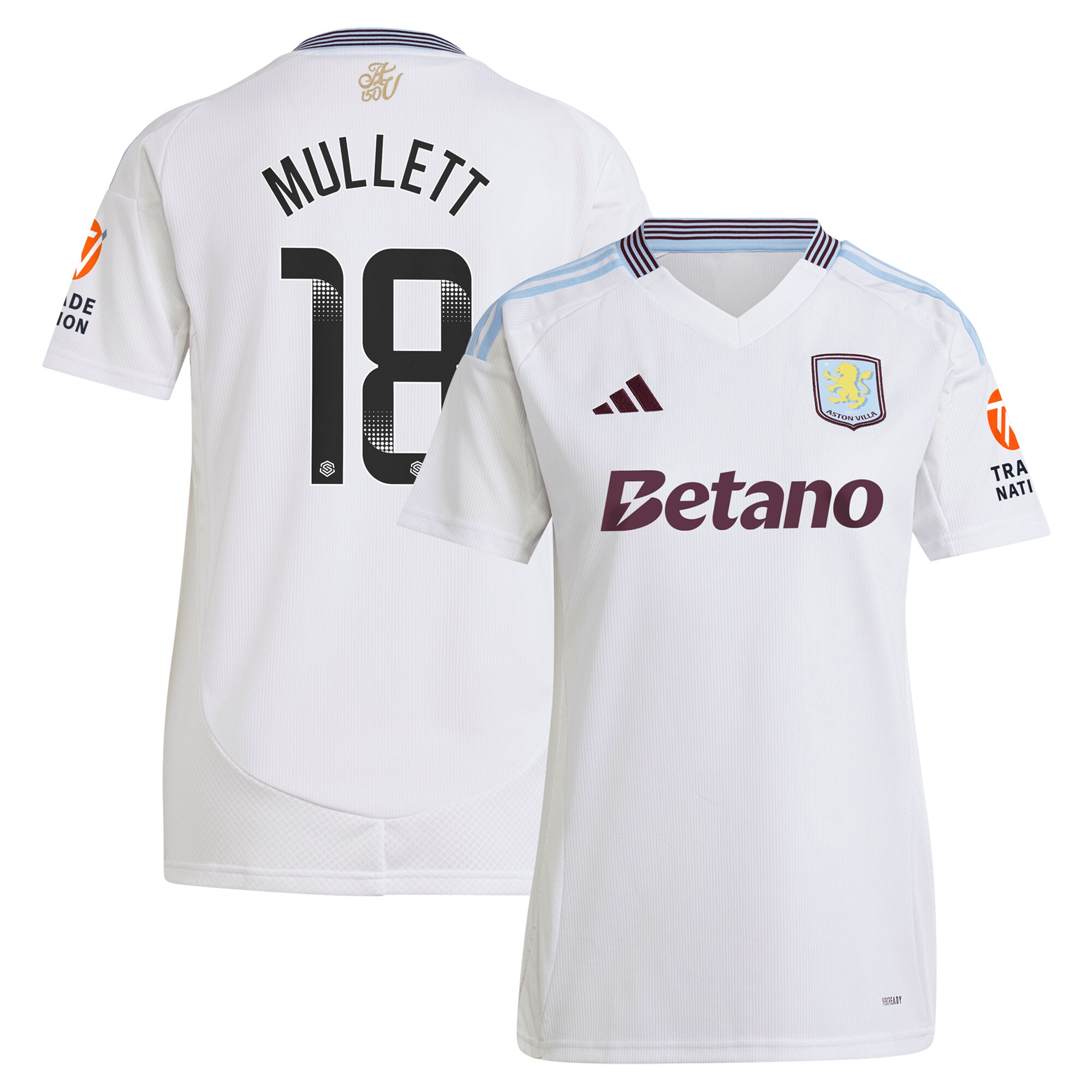 AVFC aston villa wsl adidas away shirt 2024-25 – womens with mullett 18 printing Collection | Official Aston Villa Kits and Apparel