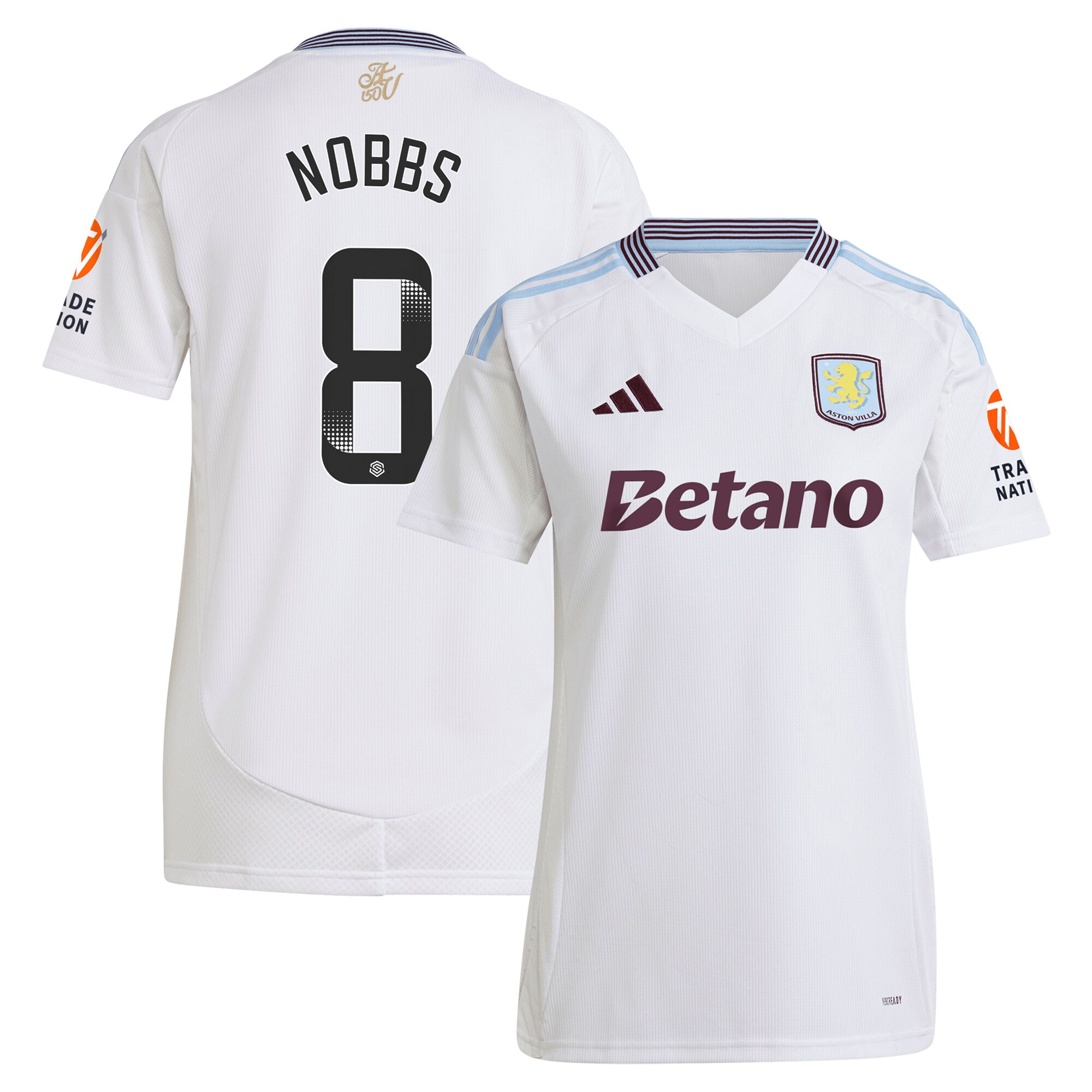 AVFC aston villa wsl adidas away shirt 2024-25 – womens with nobbs 8 printing Collection | Official Aston Villa Kits and Apparel