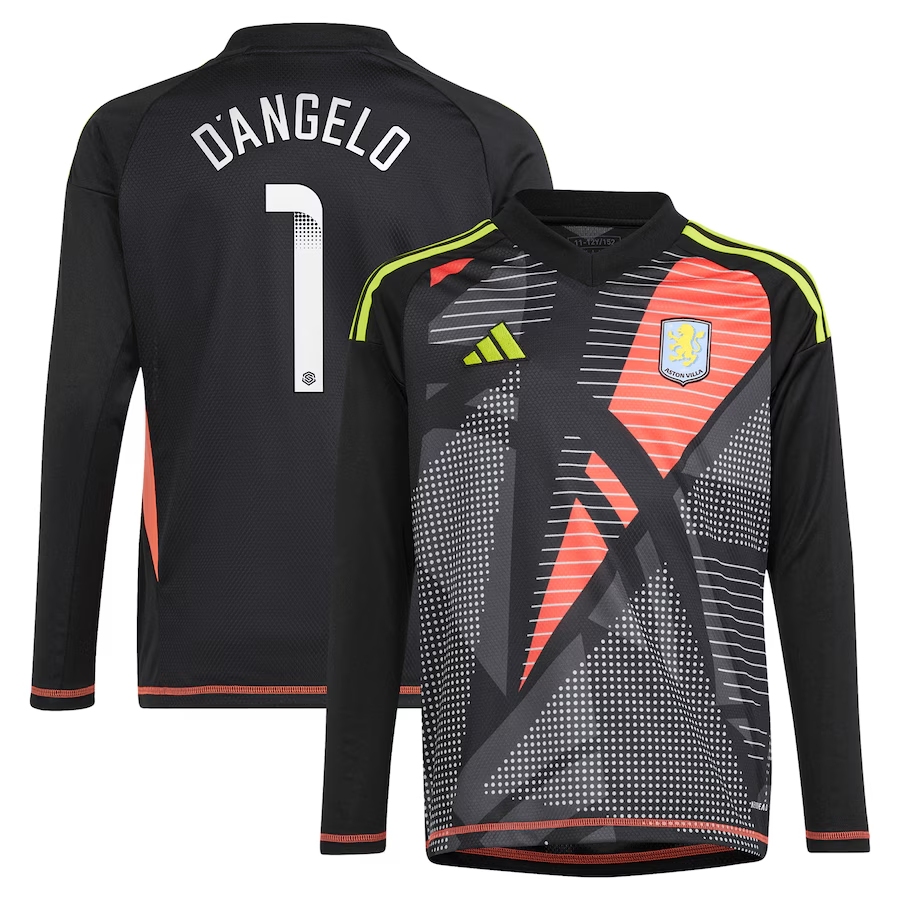 AVFC aston villa wsl adidas goalkeeper shirt 2024-25 – long sleeve – kids with d8217angelo 1 printing Collection | Official Aston Villa Kits and Apparel
