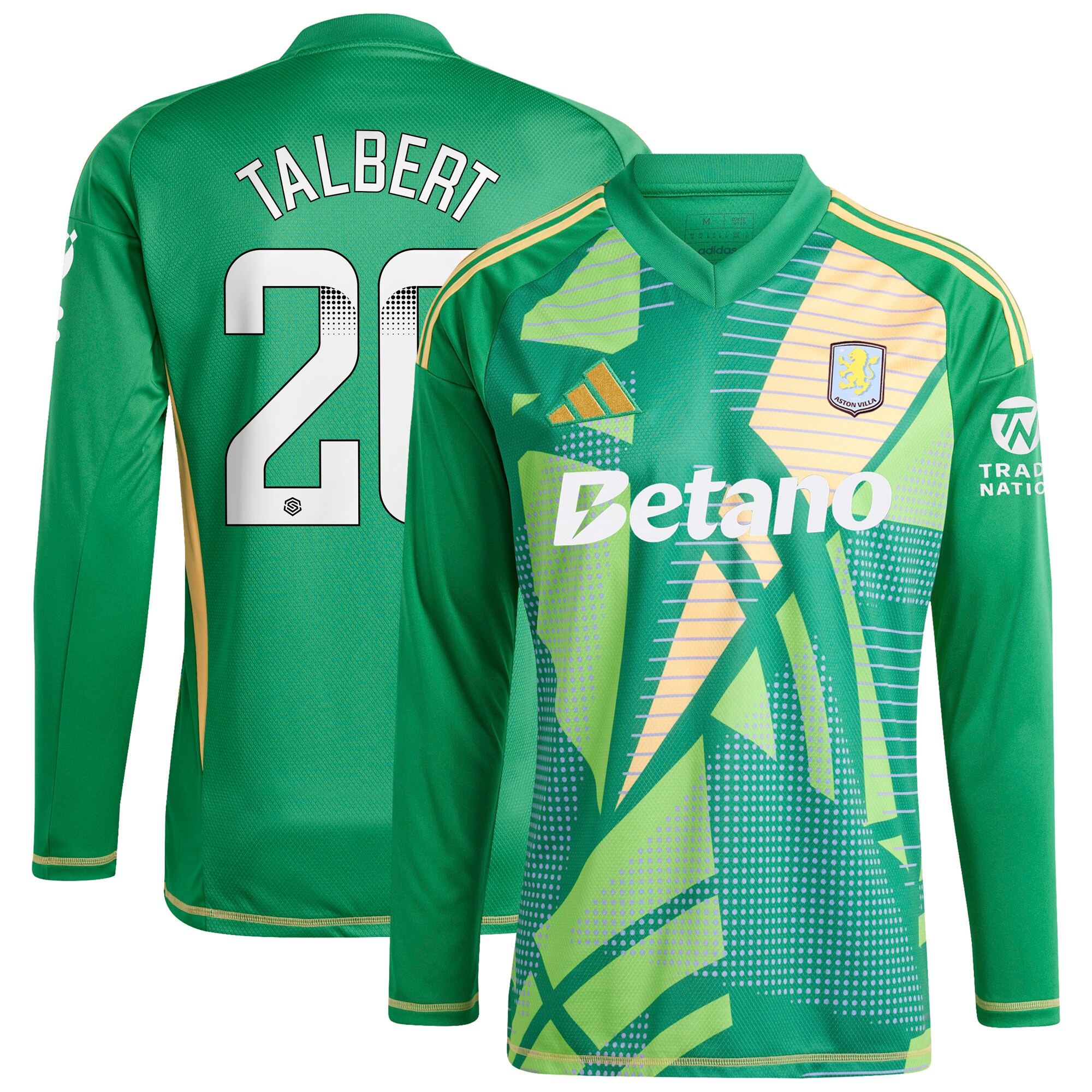 AVFC aston villa wsl adidas goalkeeper shirt 2024-25 – long sleeve with talbert 26 printing 202849399 Collection | Official Aston Villa Kits and Apparel
