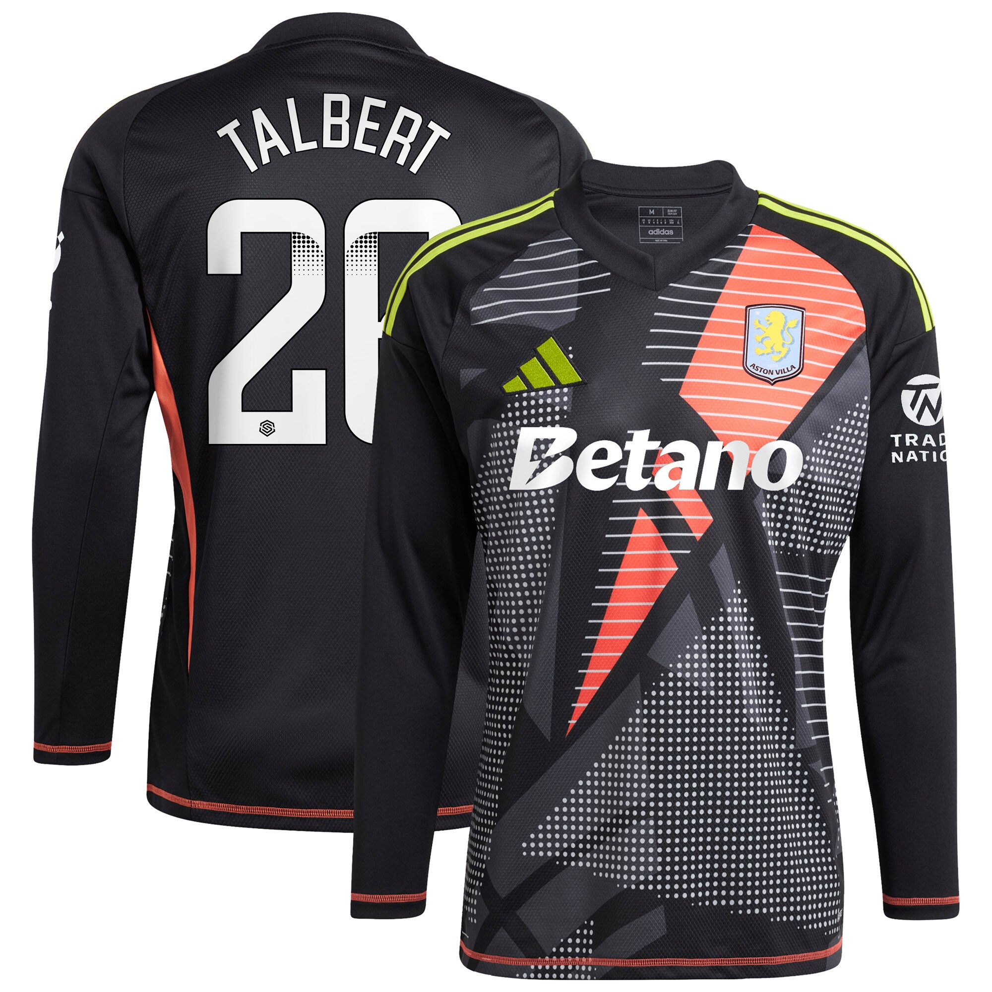 AVFC aston villa wsl adidas goalkeeper shirt 2024-25 – long sleeve with talbert 26 printing Collection | Official Aston Villa Kits and Apparel
