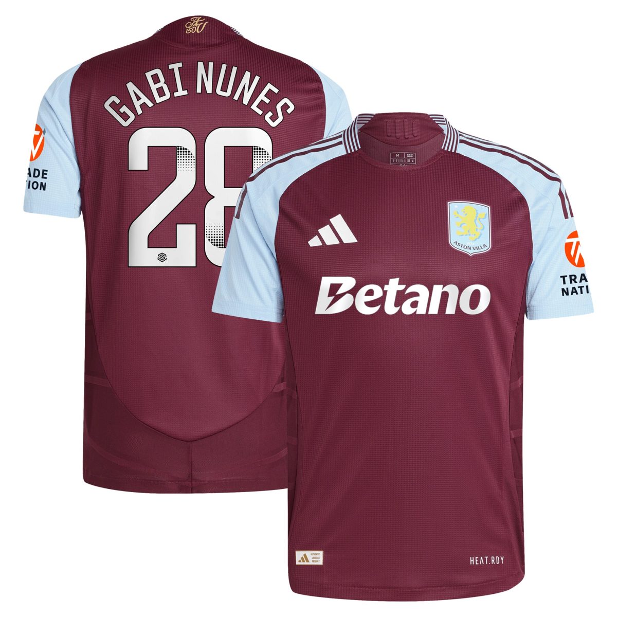 AVFC aston villa wsl adidas home authentic shirt 2024-25 with gabi nunes 28 printing Collection | Official Aston Villa Kits and Apparel