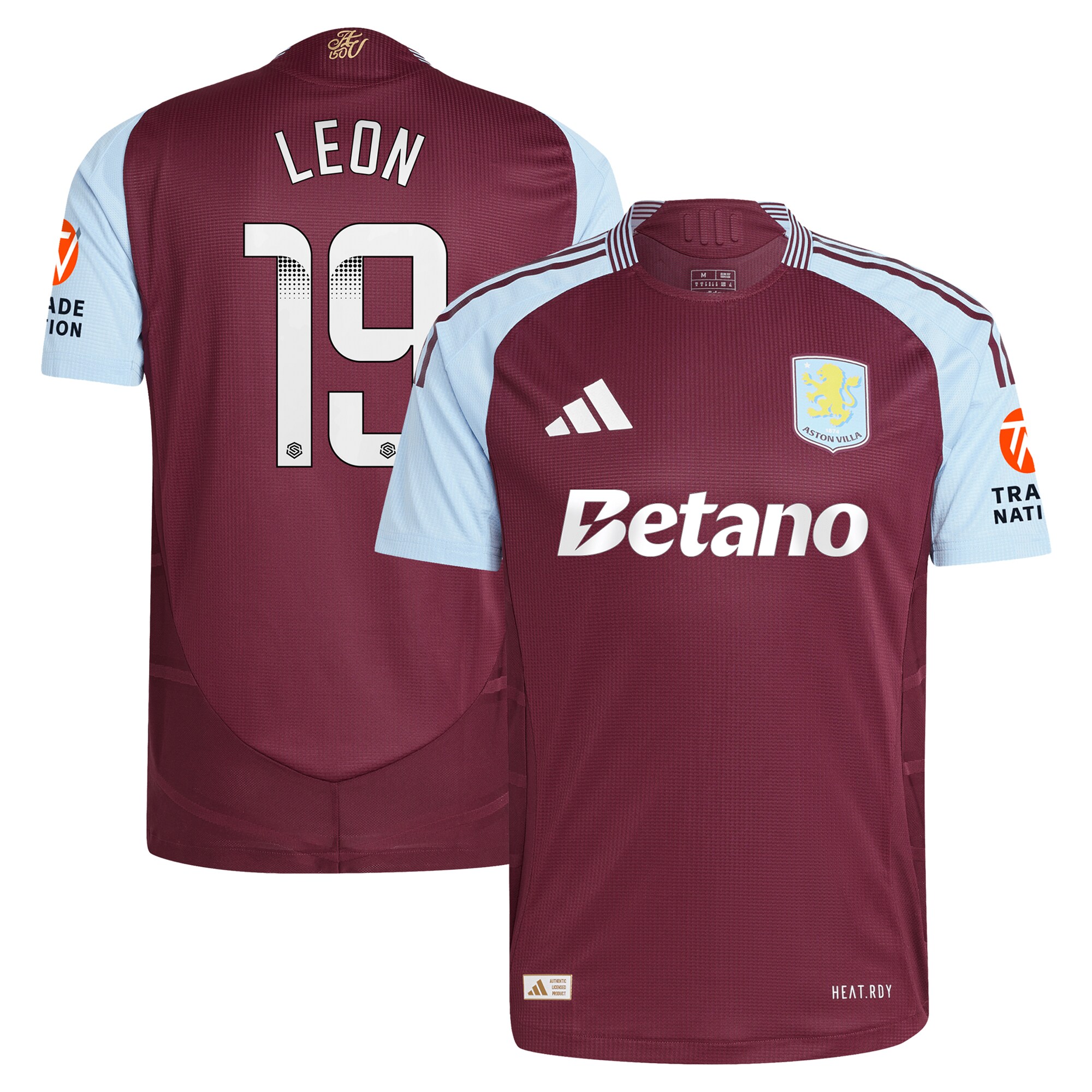 AVFC aston villa wsl adidas home authentic shirt 2024-25 with leon 19 printing Collection | Official Aston Villa Kits and Apparel