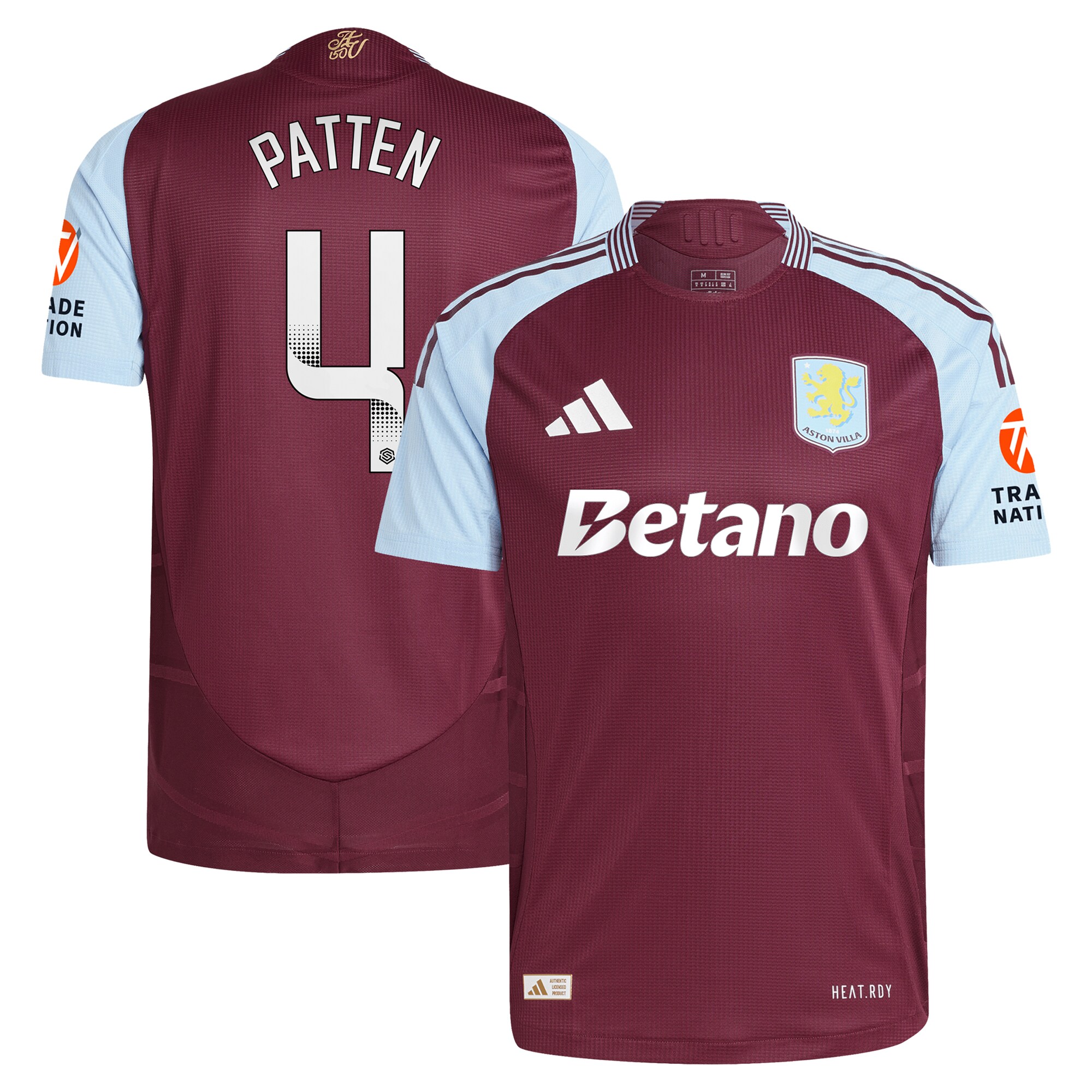 AVFC aston villa wsl adidas home authentic shirt 2024-25 with patten 4 printing Collection | Official Aston Villa Kits and Apparel