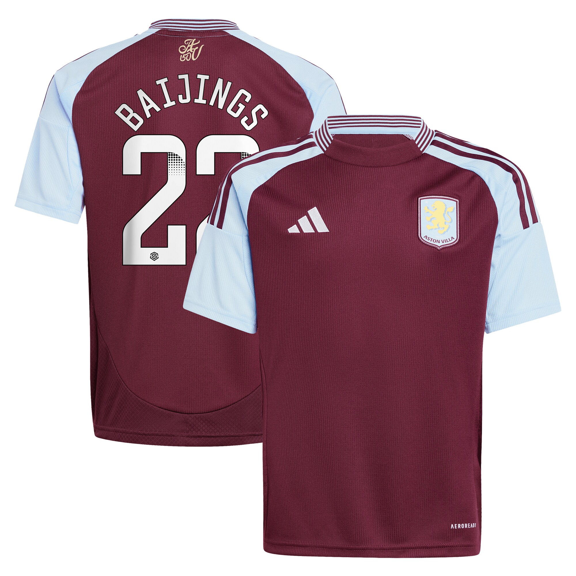 AVFC aston villa wsl adidas home shirt 2024-25 – kids with baijings 22 printing Collection | Official Aston Villa Kits and Apparel
