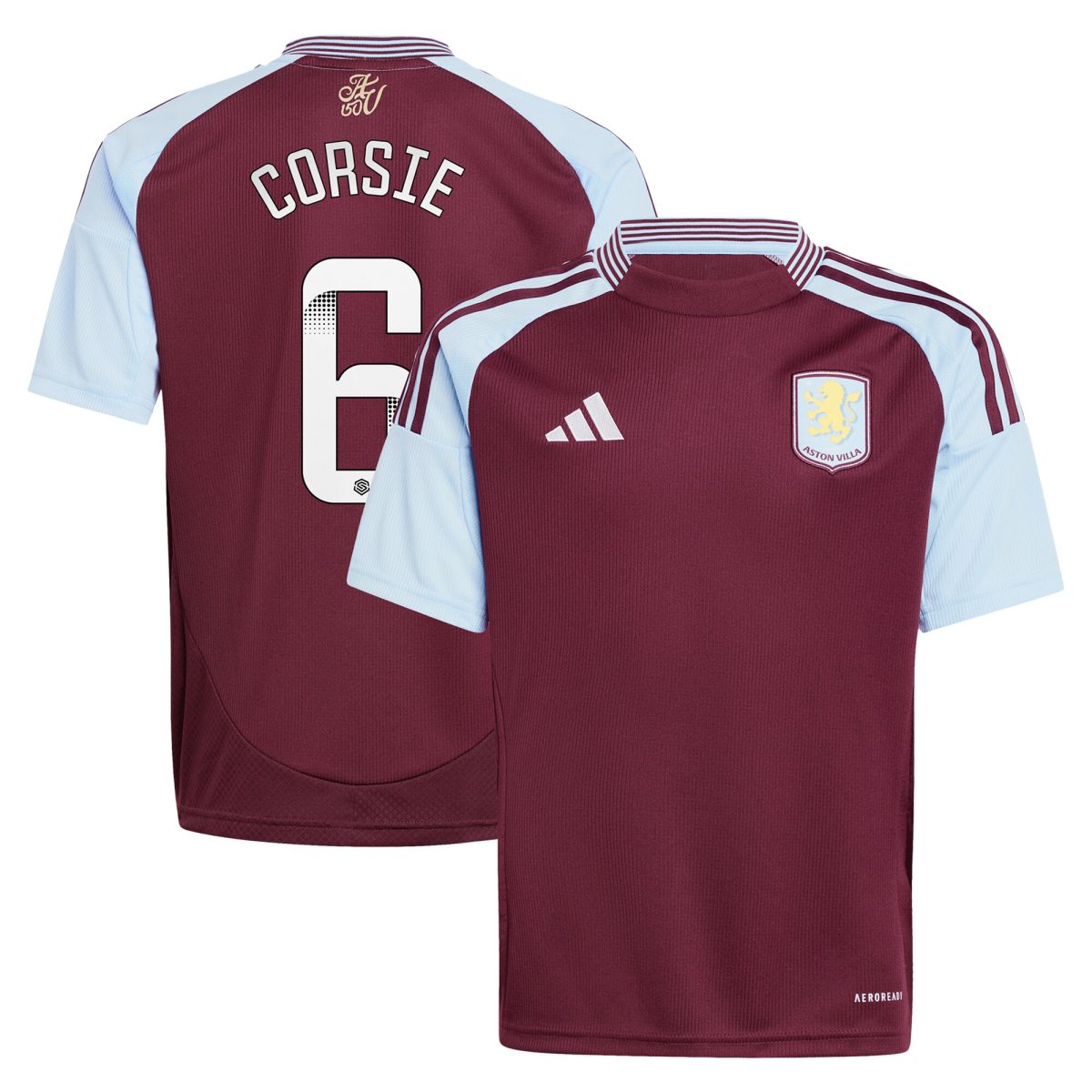 AVFC aston villa wsl adidas home shirt 2024-25 – kids with corsie 6 printing Collection | Official Aston Villa Kits and Apparel