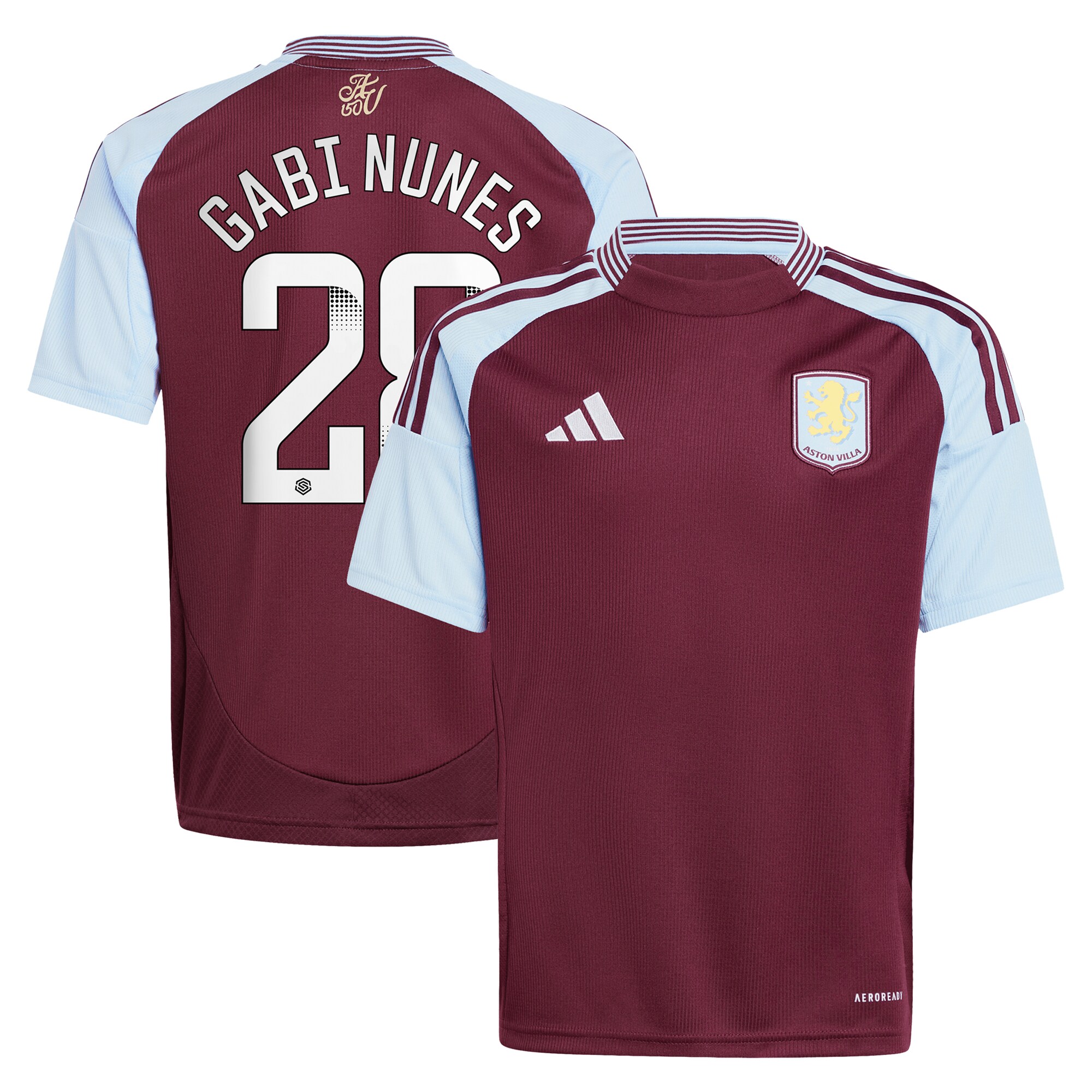 AVFC aston villa wsl adidas home shirt 2024-25 – kids with gabi nunes 28 printing Collection | Official Aston Villa Kits and Apparel