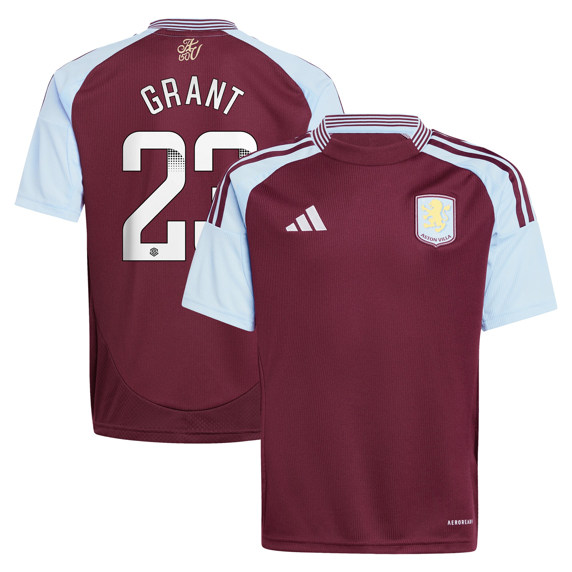 AVFC aston villa wsl adidas home shirt 2024-25 – kids with grant 23 printing Collection | Official Aston Villa Kits and Apparel