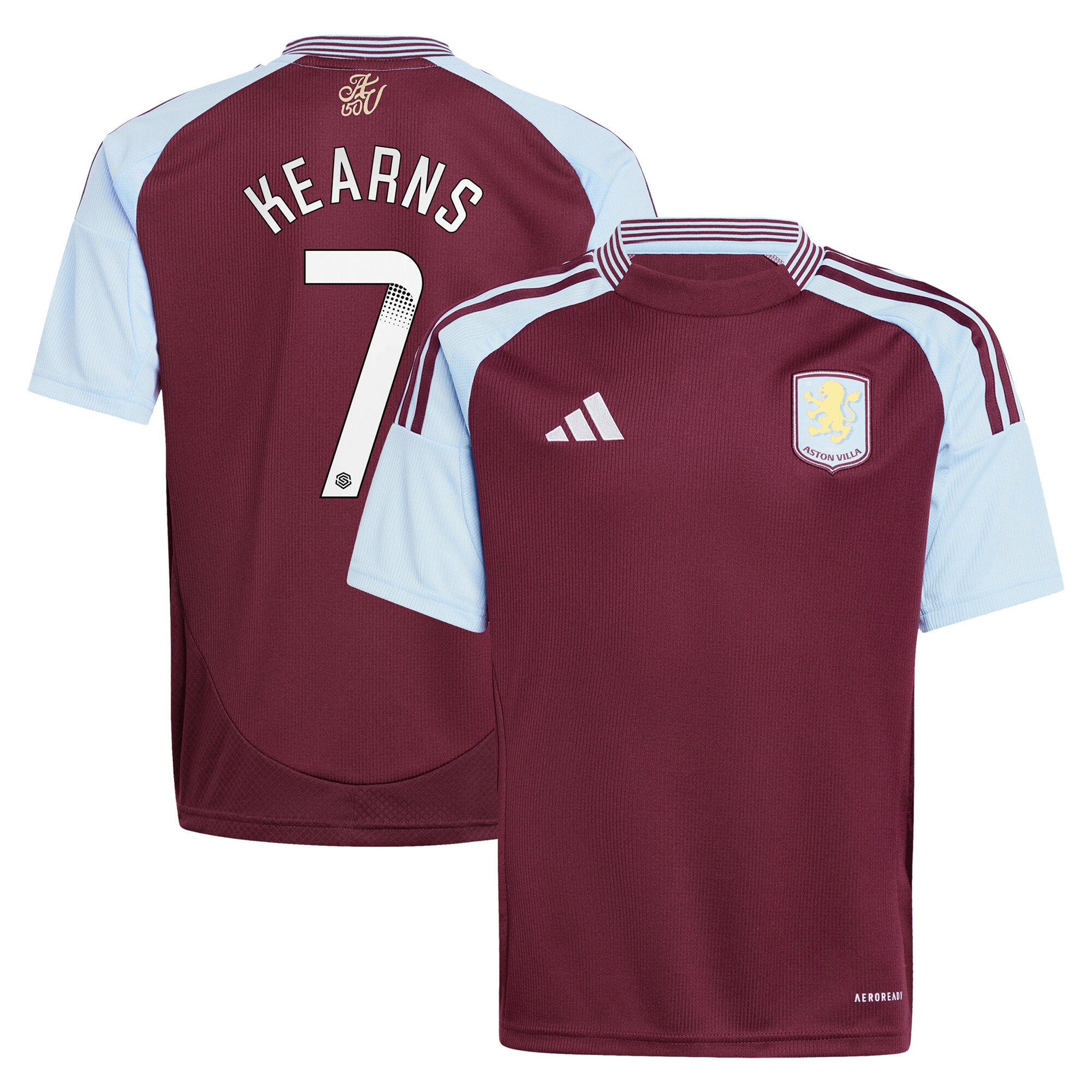 AVFC aston villa wsl adidas home shirt 2024-25 – kids with kearns 7 printing Collection | Official Aston Villa Kits and Apparel