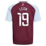AVFC aston villa wsl adidas home shirt 2024-25 – kids with leon 19 printing Collection | Official Aston Villa Kits and Apparel