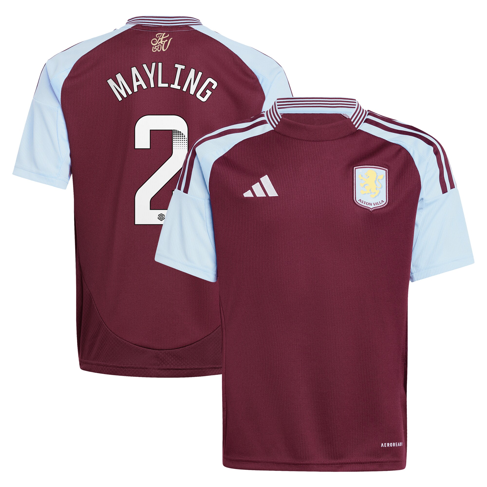 AVFC aston villa wsl adidas home shirt 2024-25 – kids with mayling 2 printing Collection | Official Aston Villa Kits and Apparel