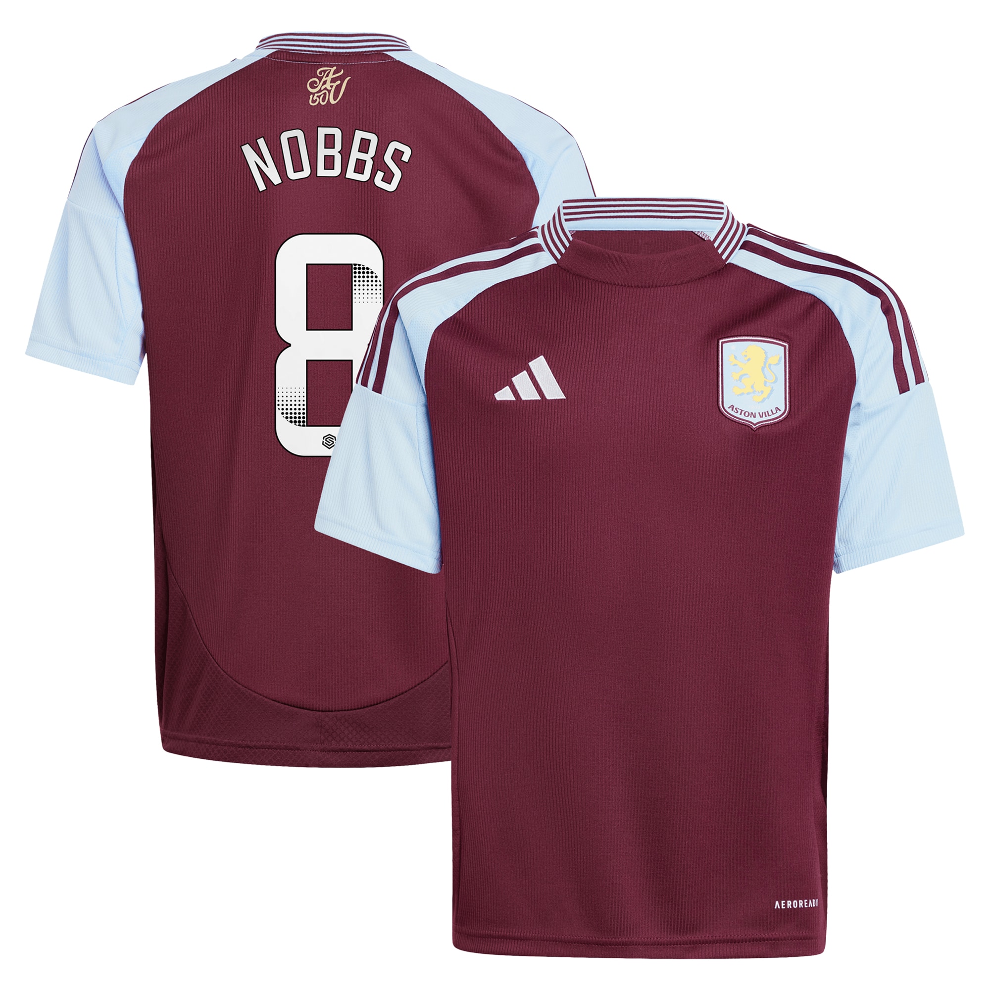 AVFC aston villa wsl adidas home shirt 2024-25 – kids with nobbs 8 printing Collection | Official Aston Villa Kits and Apparel