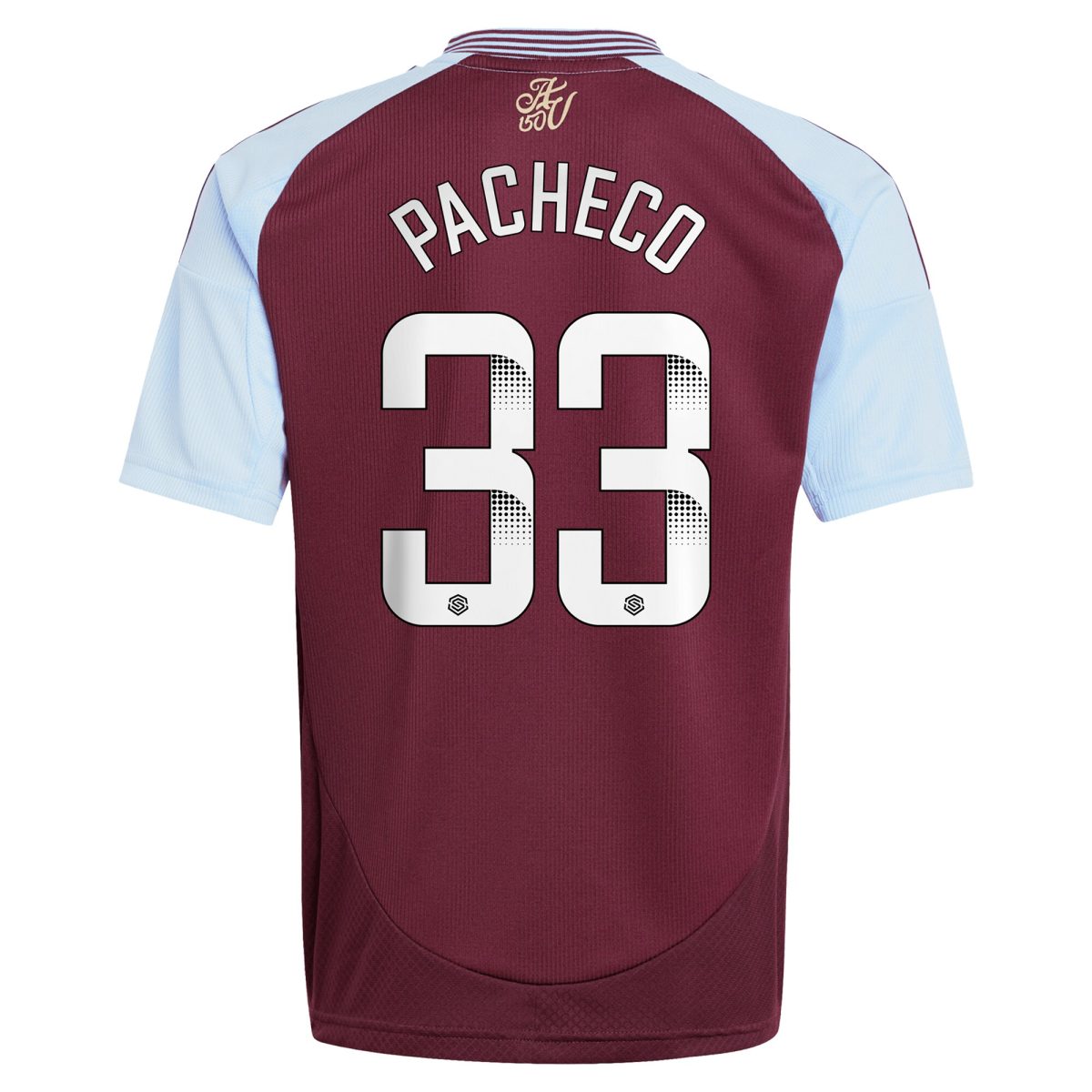 AVFC aston villa wsl adidas home shirt 2024-25 – kids with pacheco 33 printing Collection | Official Aston Villa Kits and Apparel
