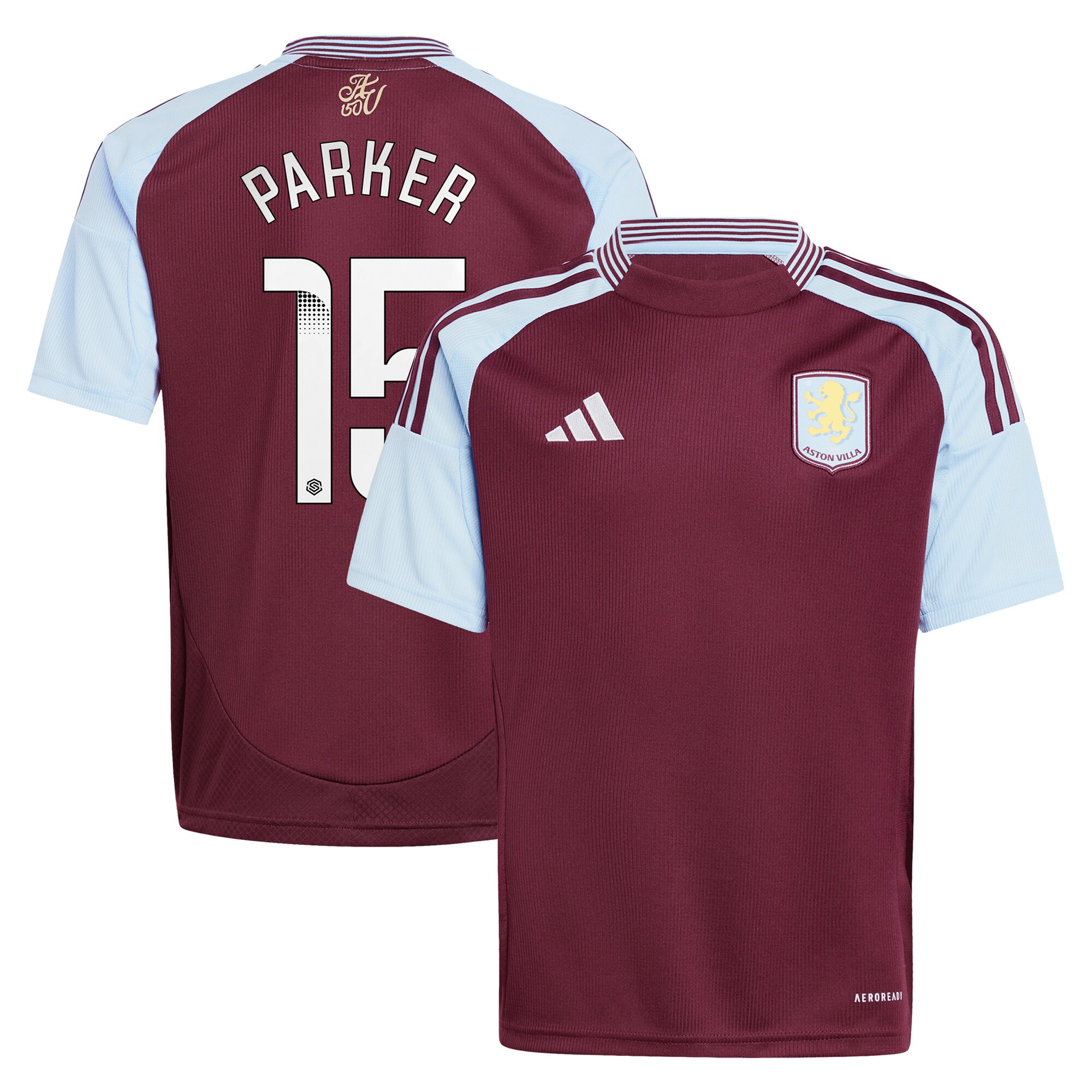 AVFC aston villa wsl adidas home shirt 2024-25 – kids with parker 15 printing Collection | Official Aston Villa Kits and Apparel