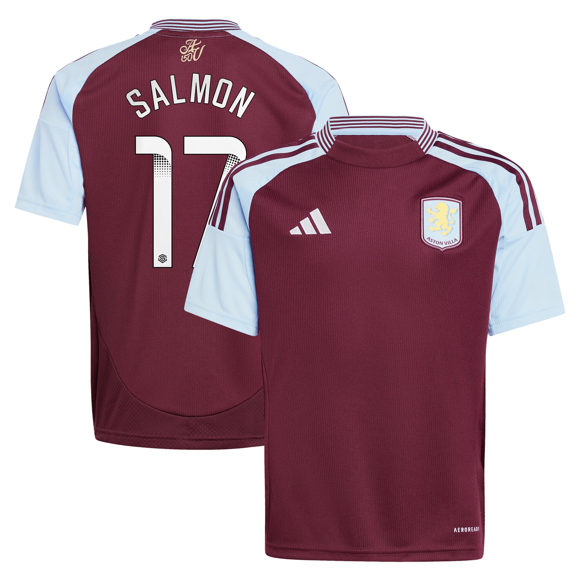 AVFC aston villa wsl adidas home shirt 2024-25 – kids with salmon 17 printing Collection | Official Aston Villa Kits and Apparel