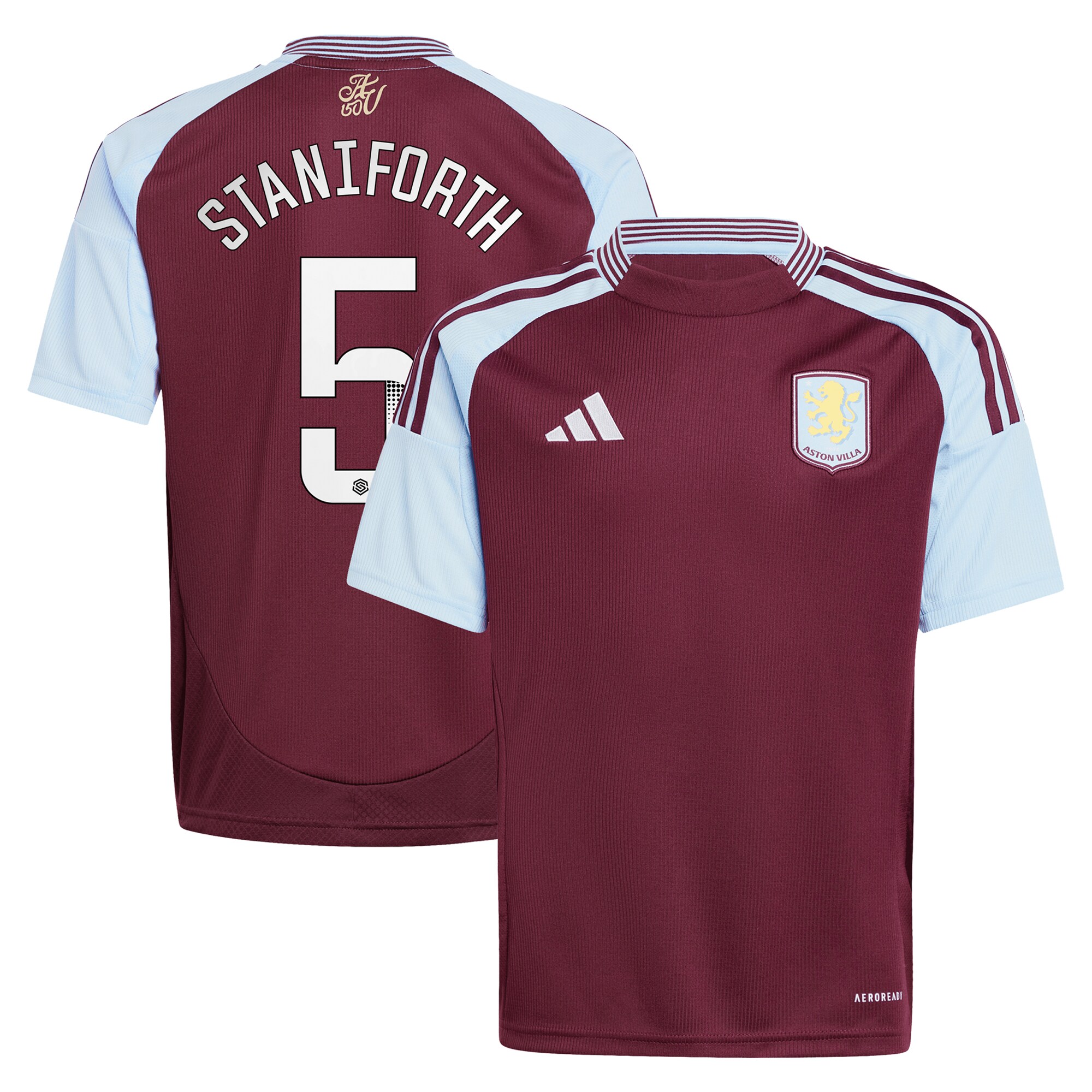 AVFC aston villa wsl adidas home shirt 2024-25 – kids with staniforth 5 printing Collection | Official Aston Villa Kits and Apparel