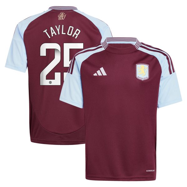 AVFC aston villa wsl adidas home shirt 2024-25 – kids with taylor 25 printing Collection | Official Aston Villa Kits and Apparel