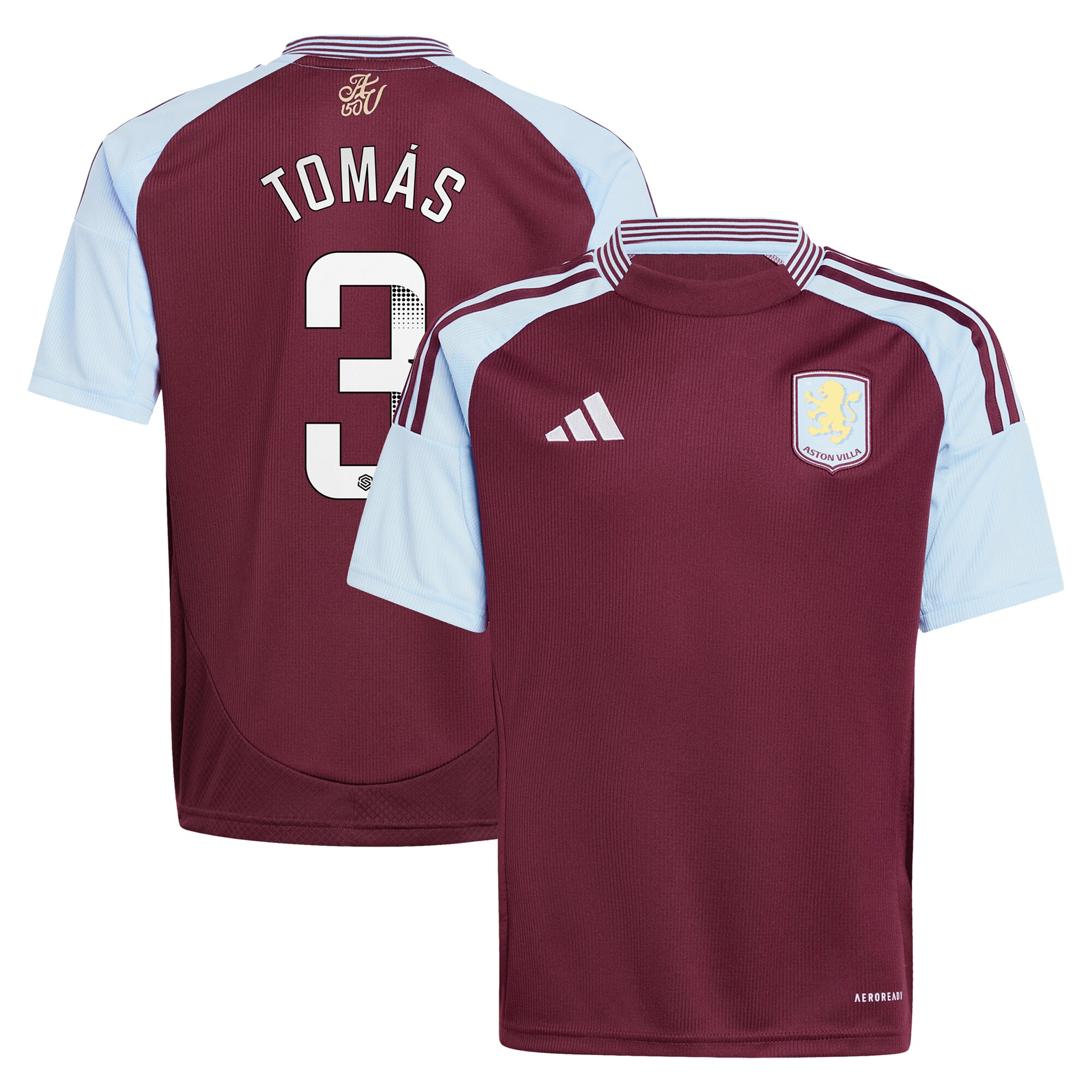 AVFC aston villa wsl adidas home shirt 2024-25 – kids with tomás 3 printing Collection | Official Aston Villa Kits and Apparel