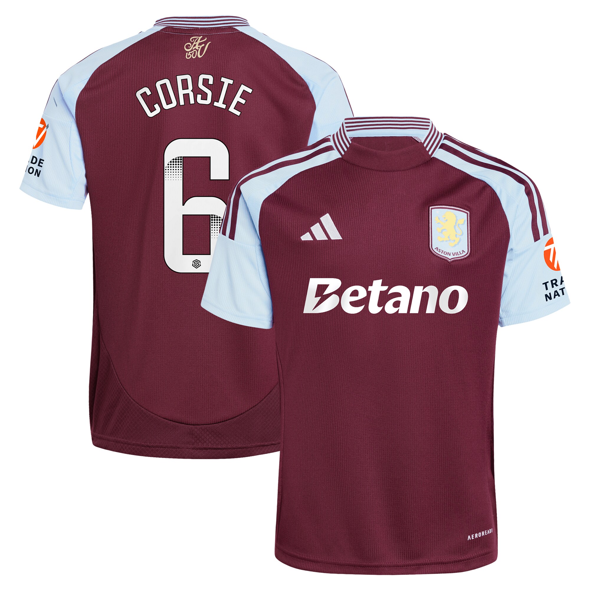 AVFC aston villa wsl adidas home shirt 2024-25 with corsie 6 printing Collection | Official Aston Villa Kits and Apparel