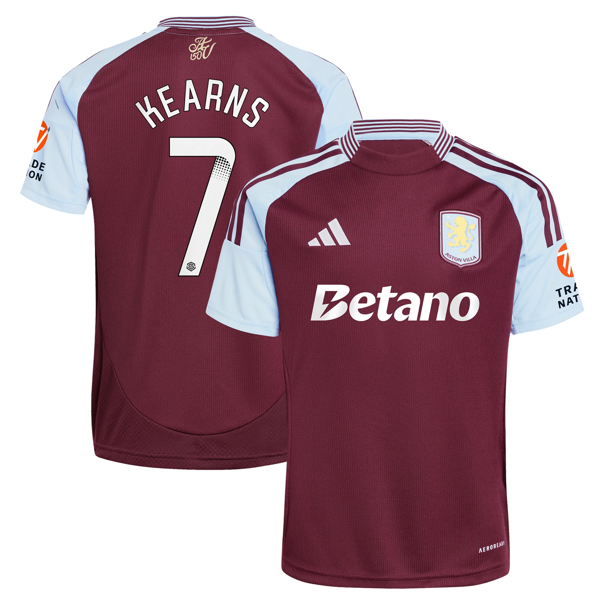 AVFC aston villa wsl adidas home shirt 2024-25 with kearns 7 printing Collection | Official Aston Villa Kits and Apparel
