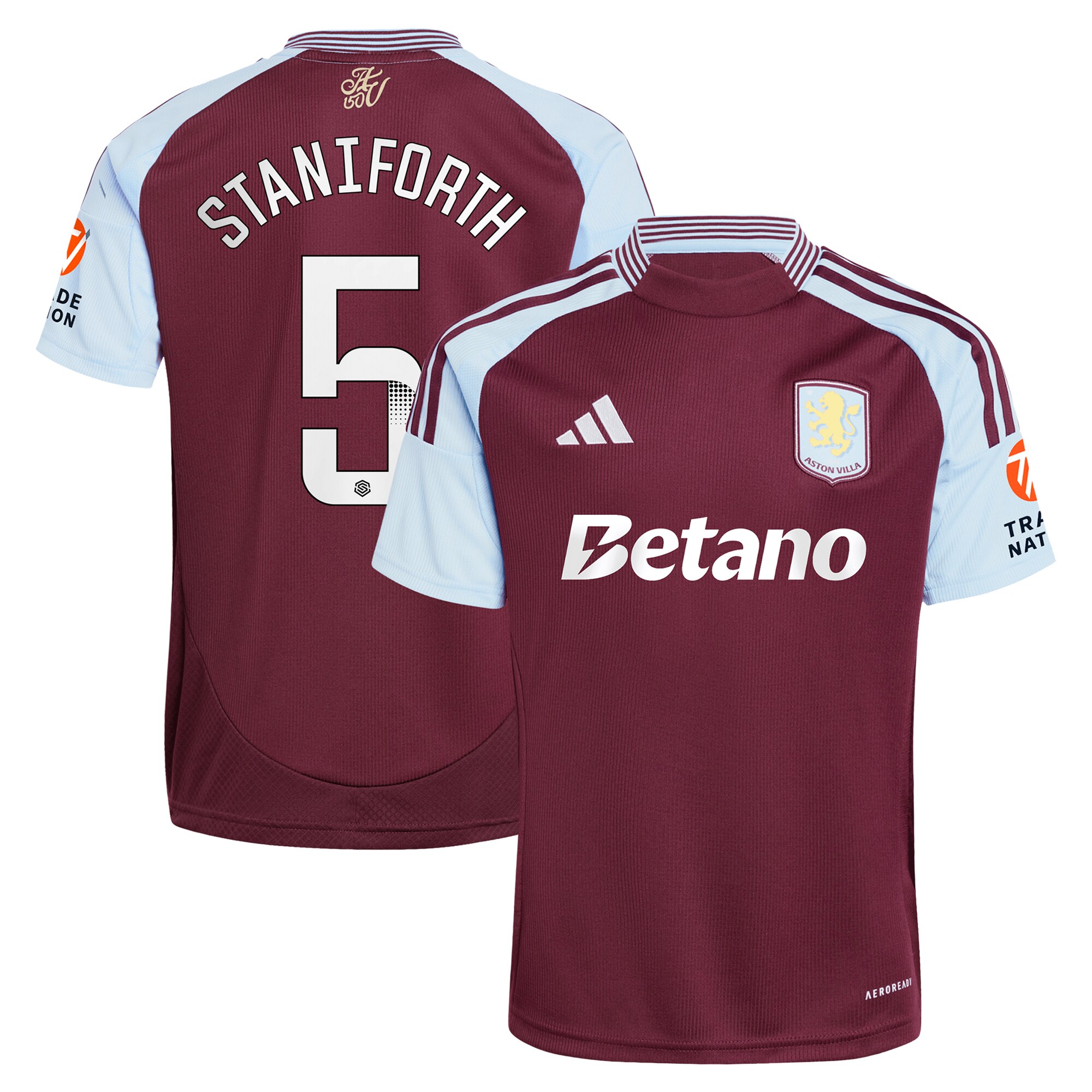 AVFC aston villa wsl adidas home shirt 2024-25 with staniforth 5 printing Collection | Official Aston Villa Kits and Apparel